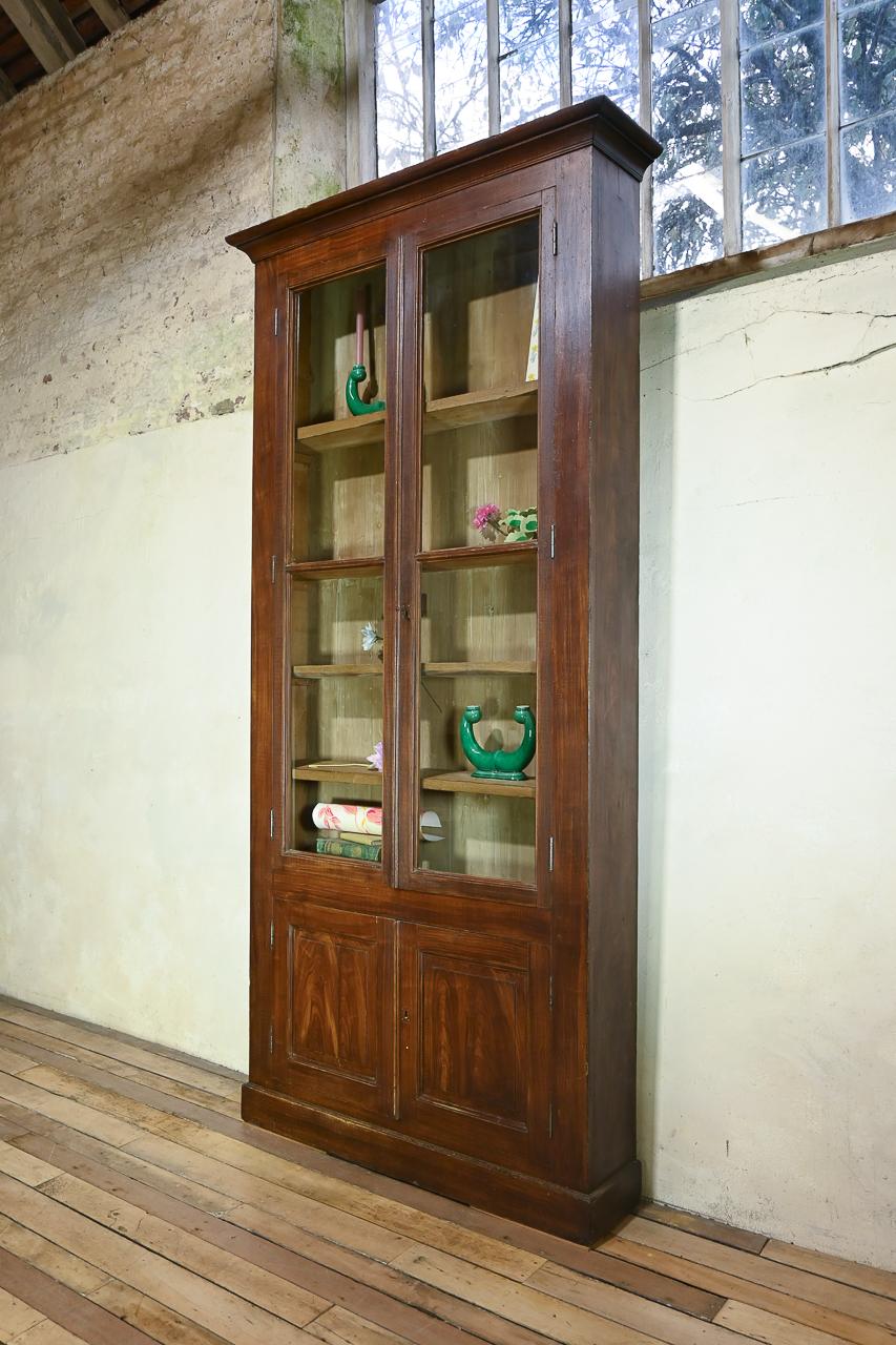 Tall 19th Century Glazed Faux Bois Painted French Bibliothèque Bookcase Cabinet For Sale 8