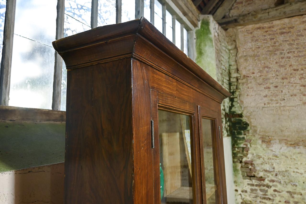 Tall 19th Century Glazed Faux Bois Painted French Bibliothèque Bookcase Cabinet For Sale 2