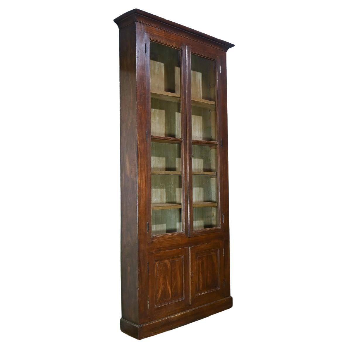 Tall 19th Century Glazed Faux Bois Painted French Bibliothèque Bookcase Cabinet For Sale