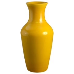 Antique Tall 19th Century Yellow Peking Glass Vase