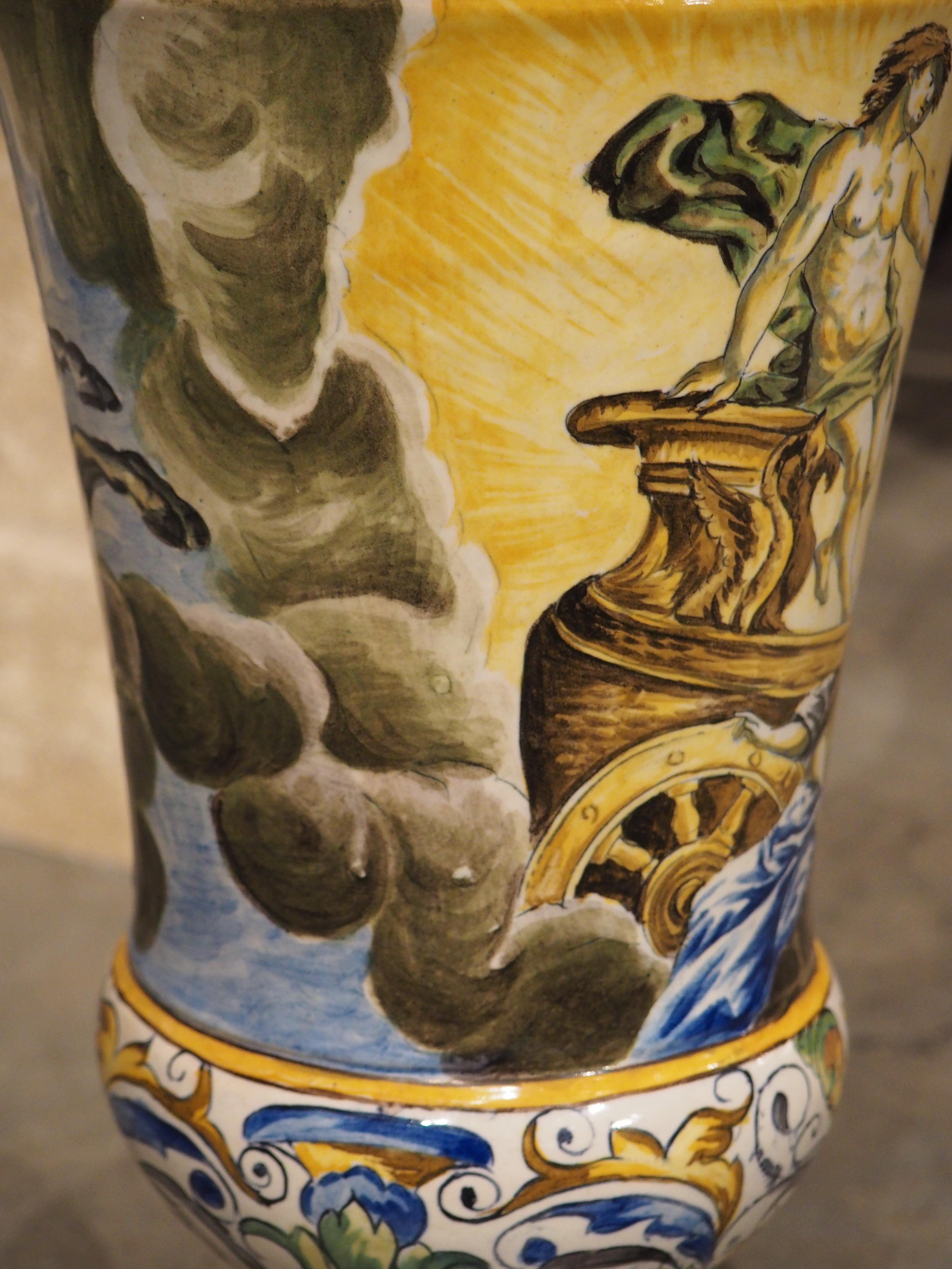 A Tall and Slender Antique Hand Painted Italian Majolica Ewer, Naples Circa 1870 For Sale 8