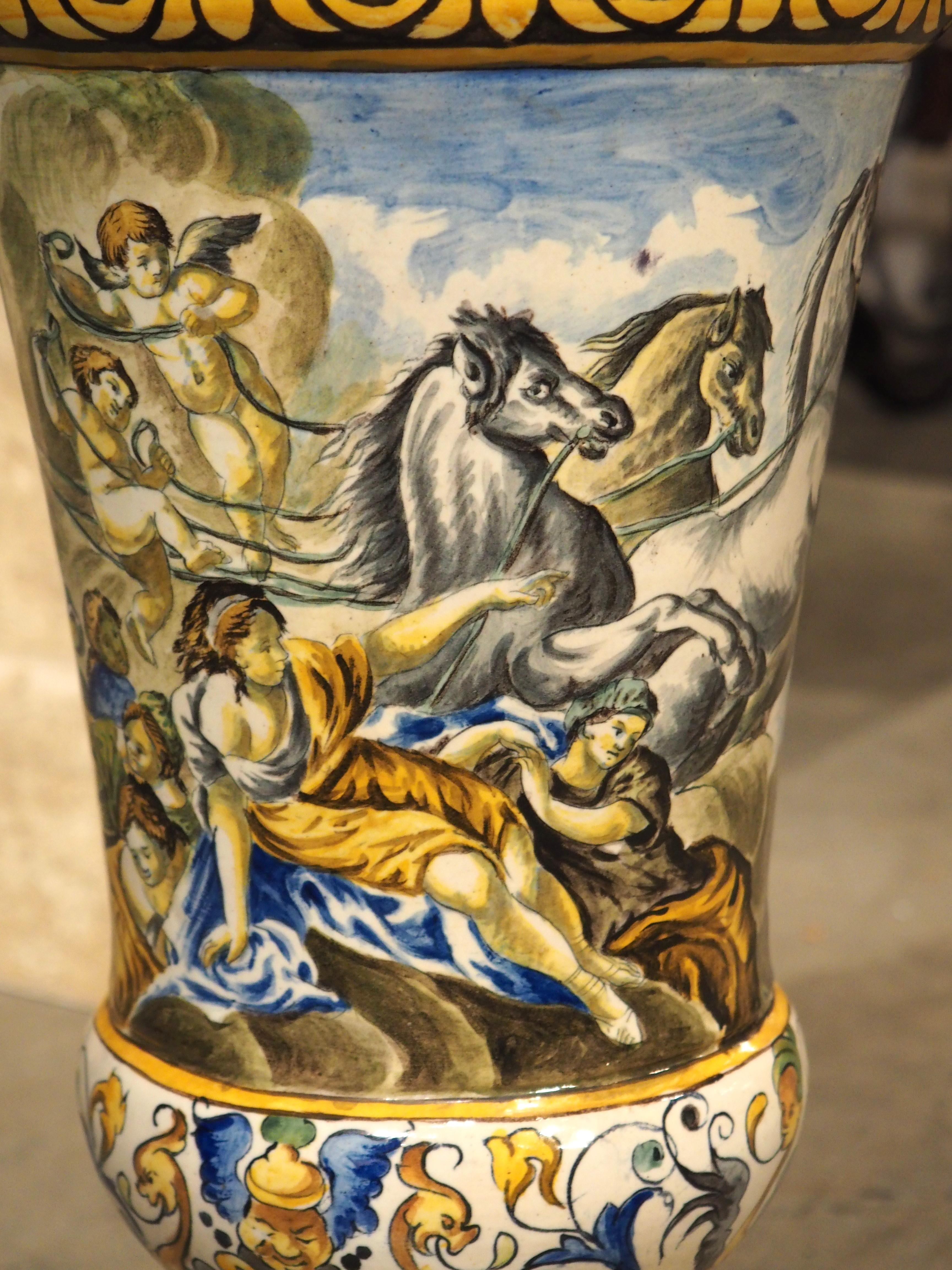 A Tall and Slender Antique Hand Painted Italian Majolica Ewer, Naples Circa 1870 For Sale 13