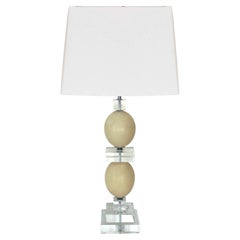 Retro A Tall and Striking Ostrich Egg and Lucite Table Lamp