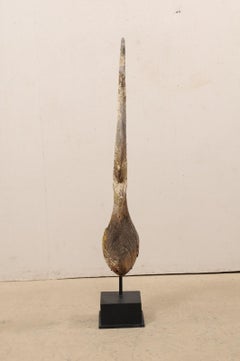 Tall Antique Chofa Wooden Temple Spire from Thailand, Mounted on Custom Base