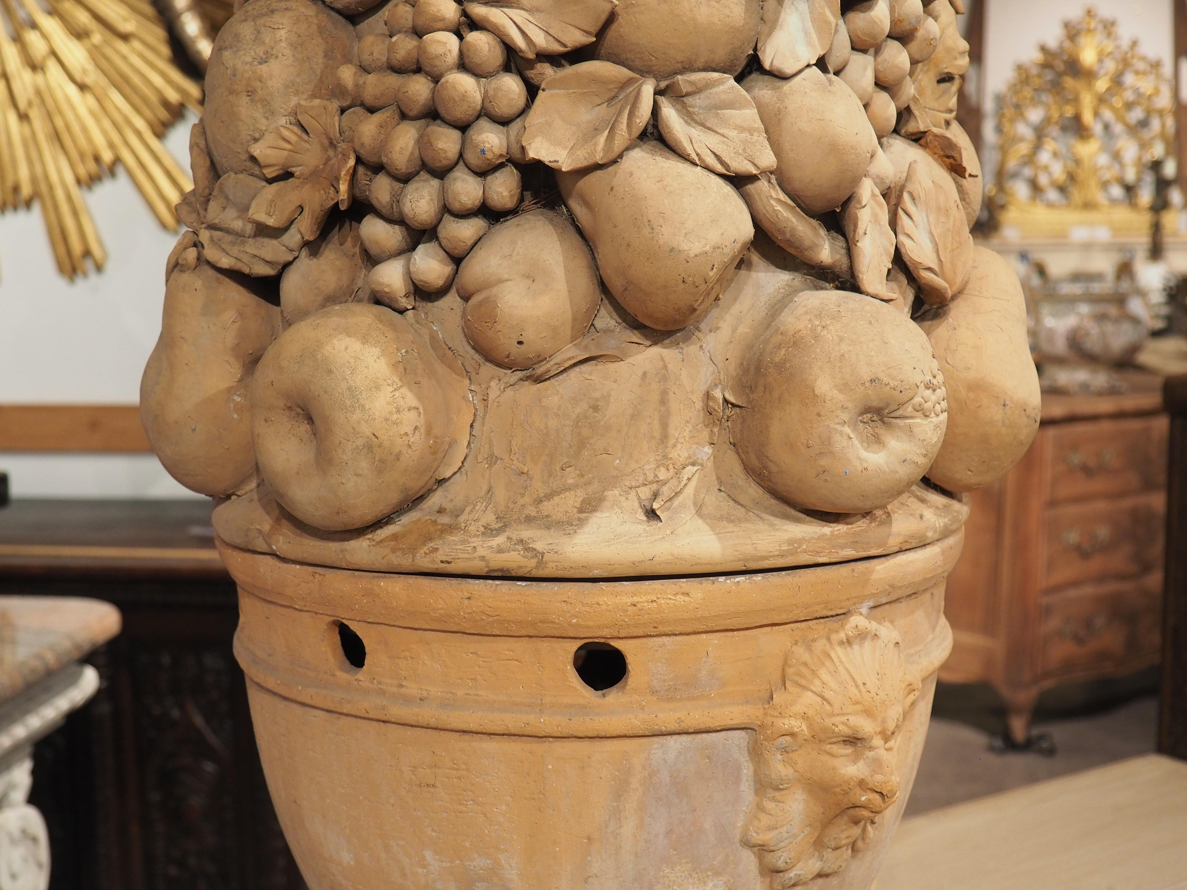 A Tall Antique French Terra Cotta Fruit Topiary, Circa 1900 6