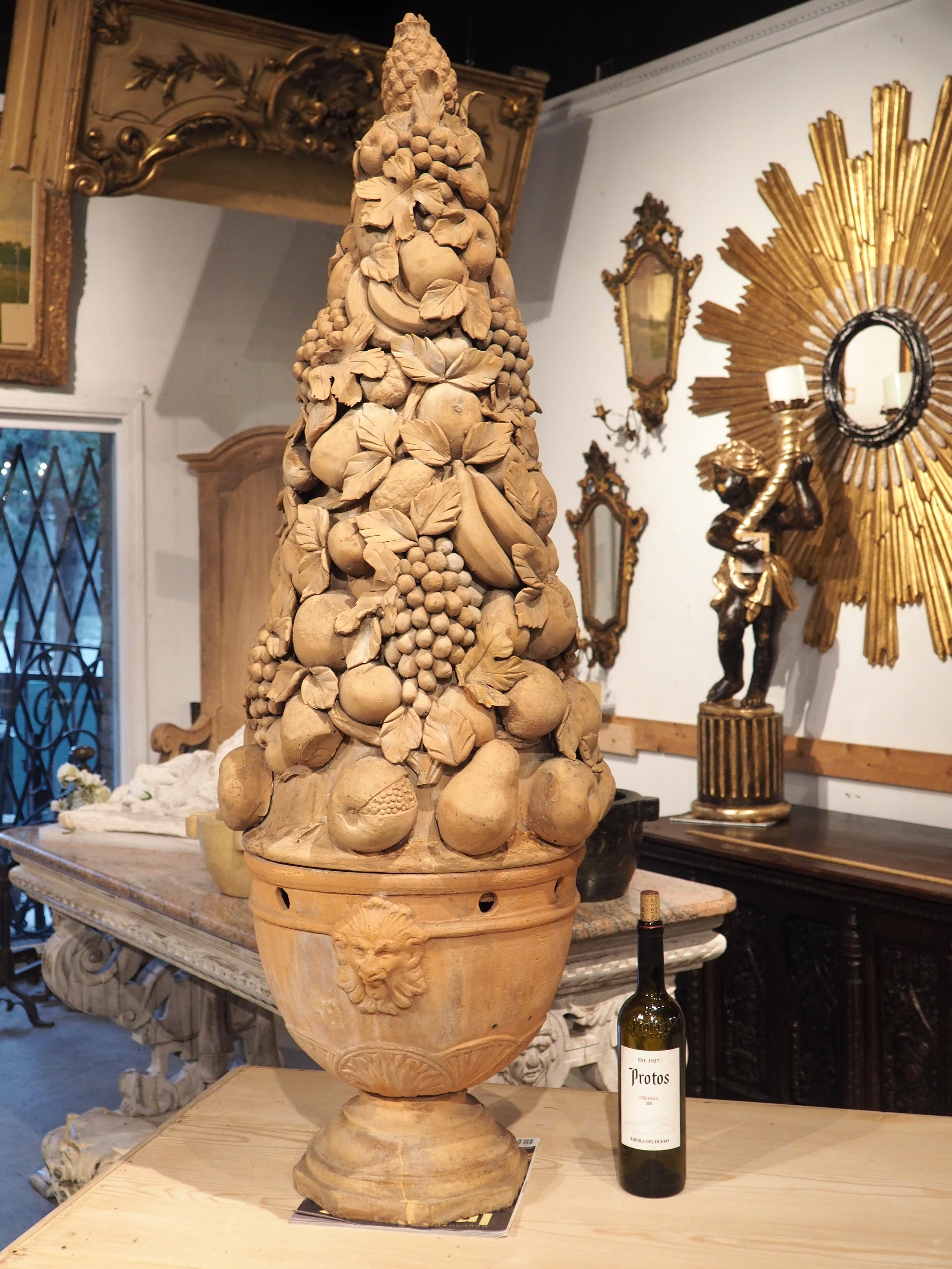 A Tall Antique French Terra Cotta Fruit Topiary, Circa 1900 8