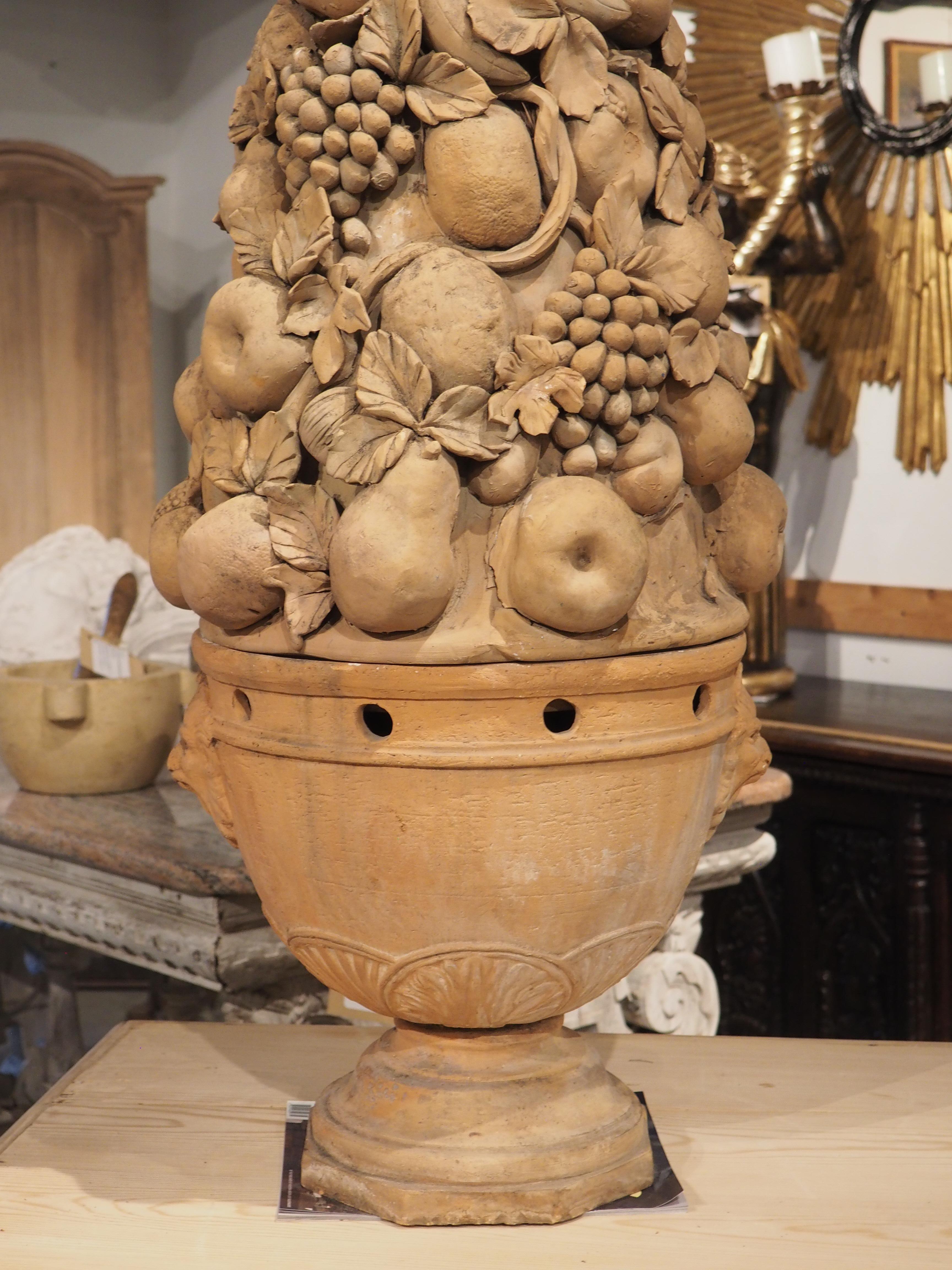 A Tall Antique French Terra Cotta Fruit Topiary, Circa 1900 10