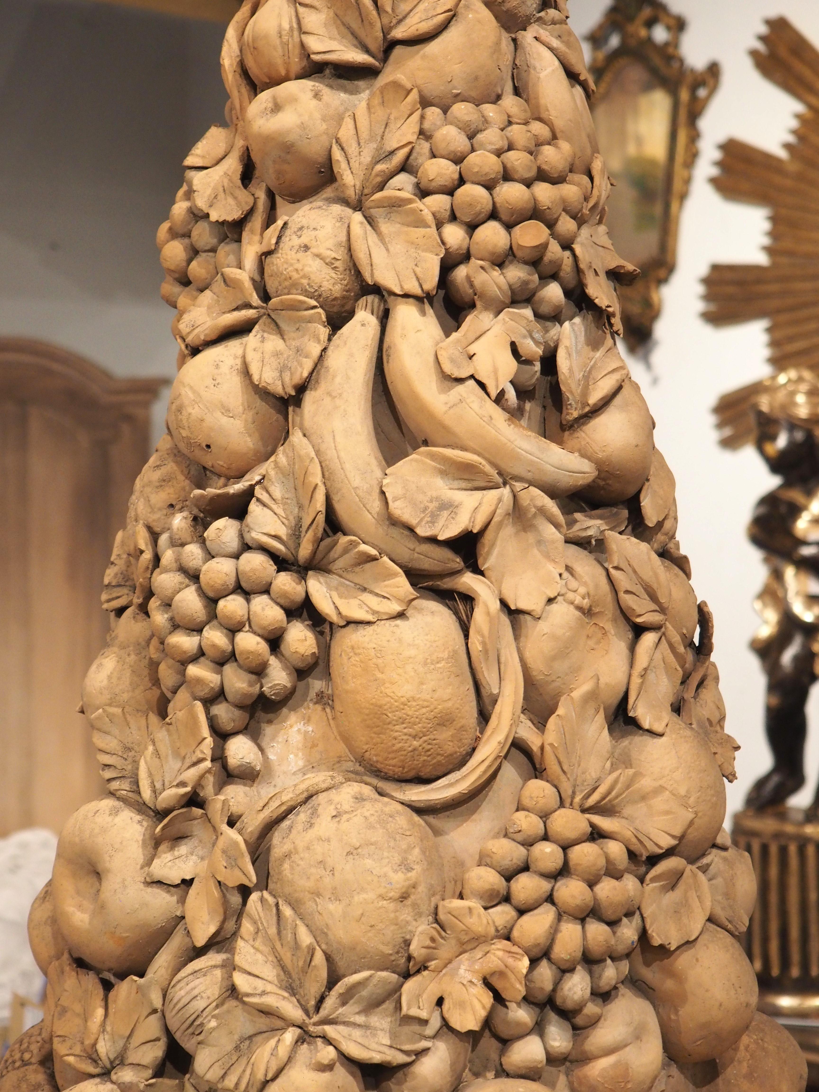 A Tall Antique French Terra Cotta Fruit Topiary, Circa 1900 11