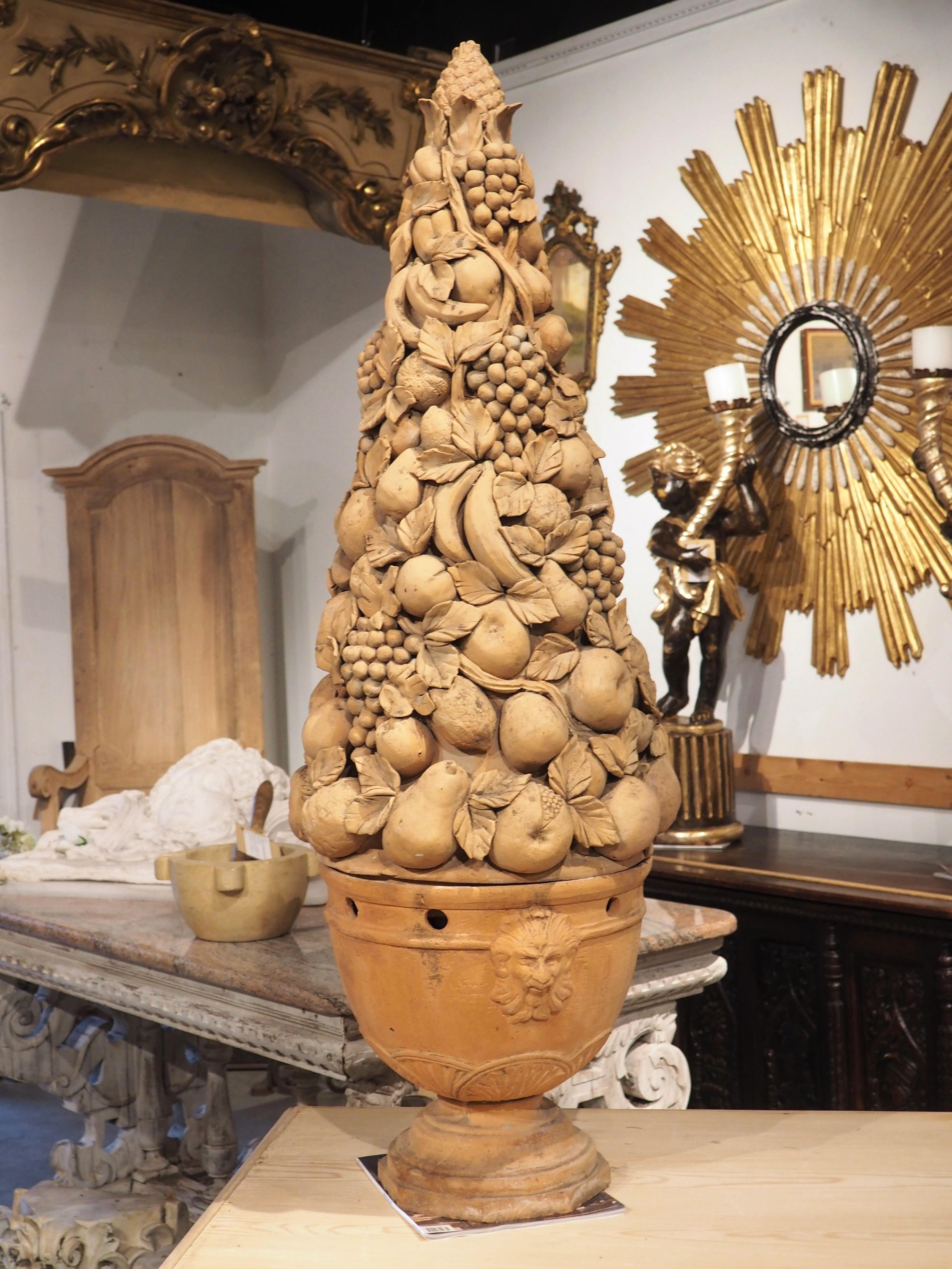 A Tall Antique French Terra Cotta Fruit Topiary, Circa 1900 13
