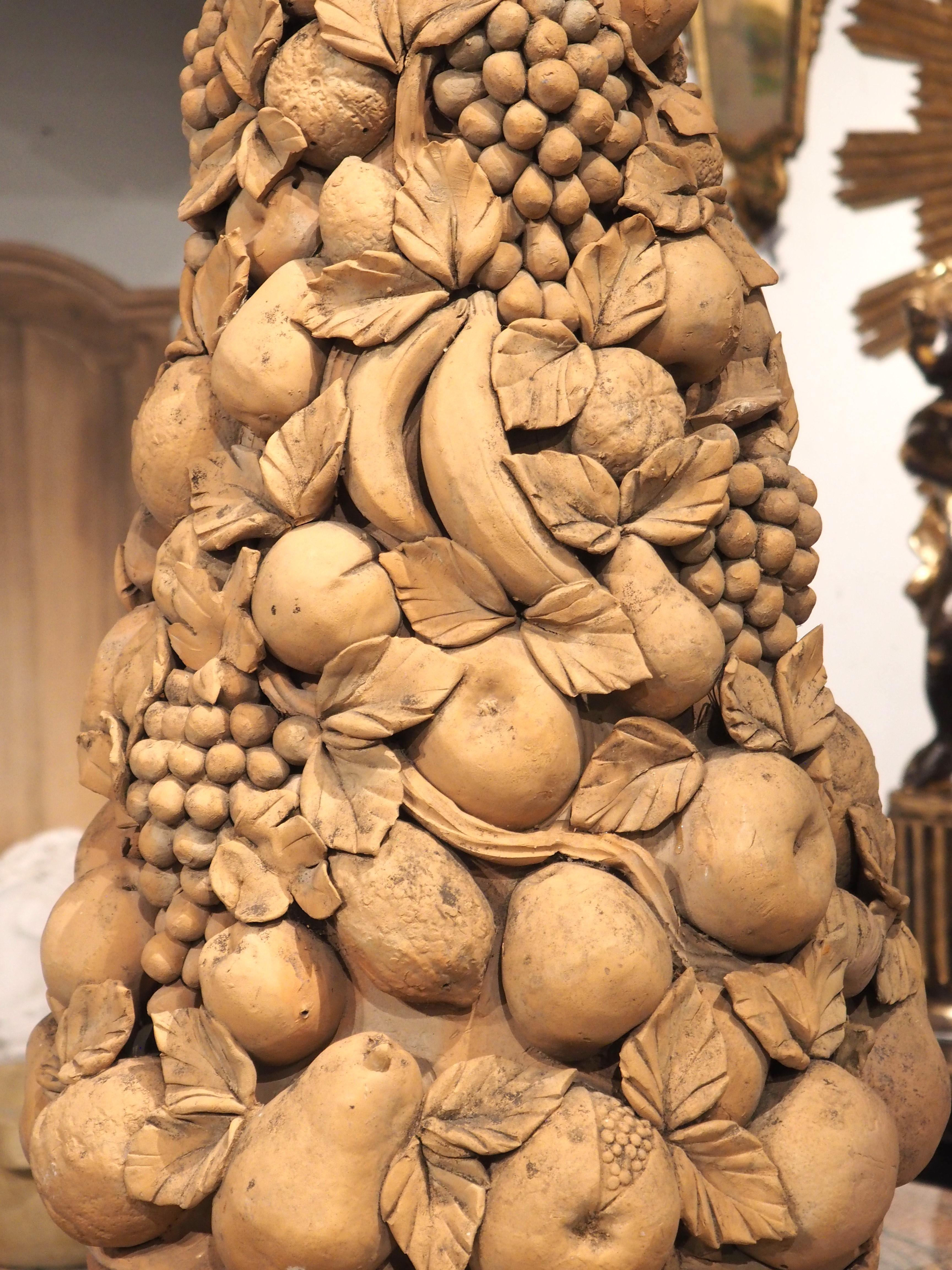 A Tall Antique French Terra Cotta Fruit Topiary, Circa 1900 14