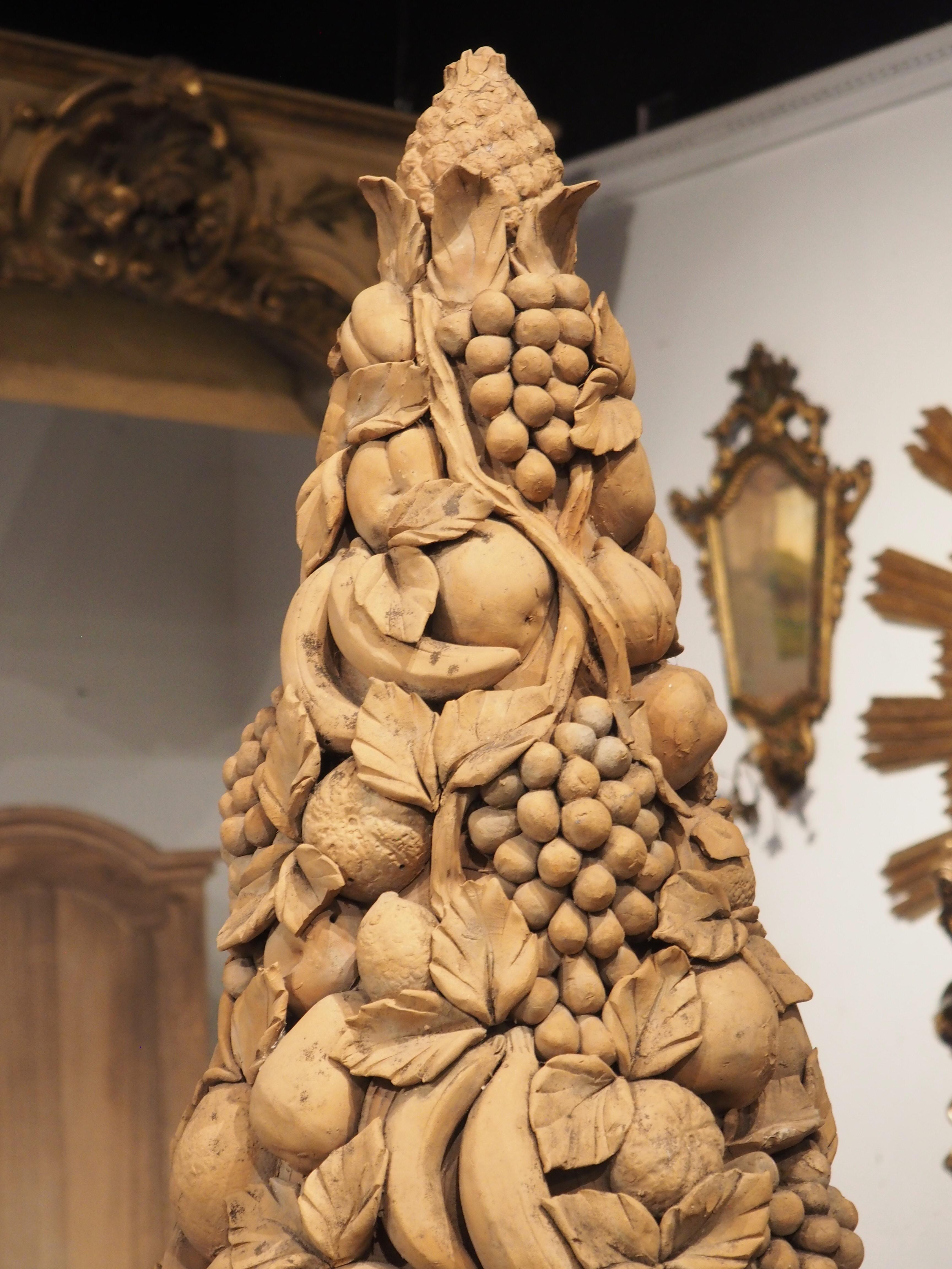 A Tall Antique French Terra Cotta Fruit Topiary, Circa 1900 15