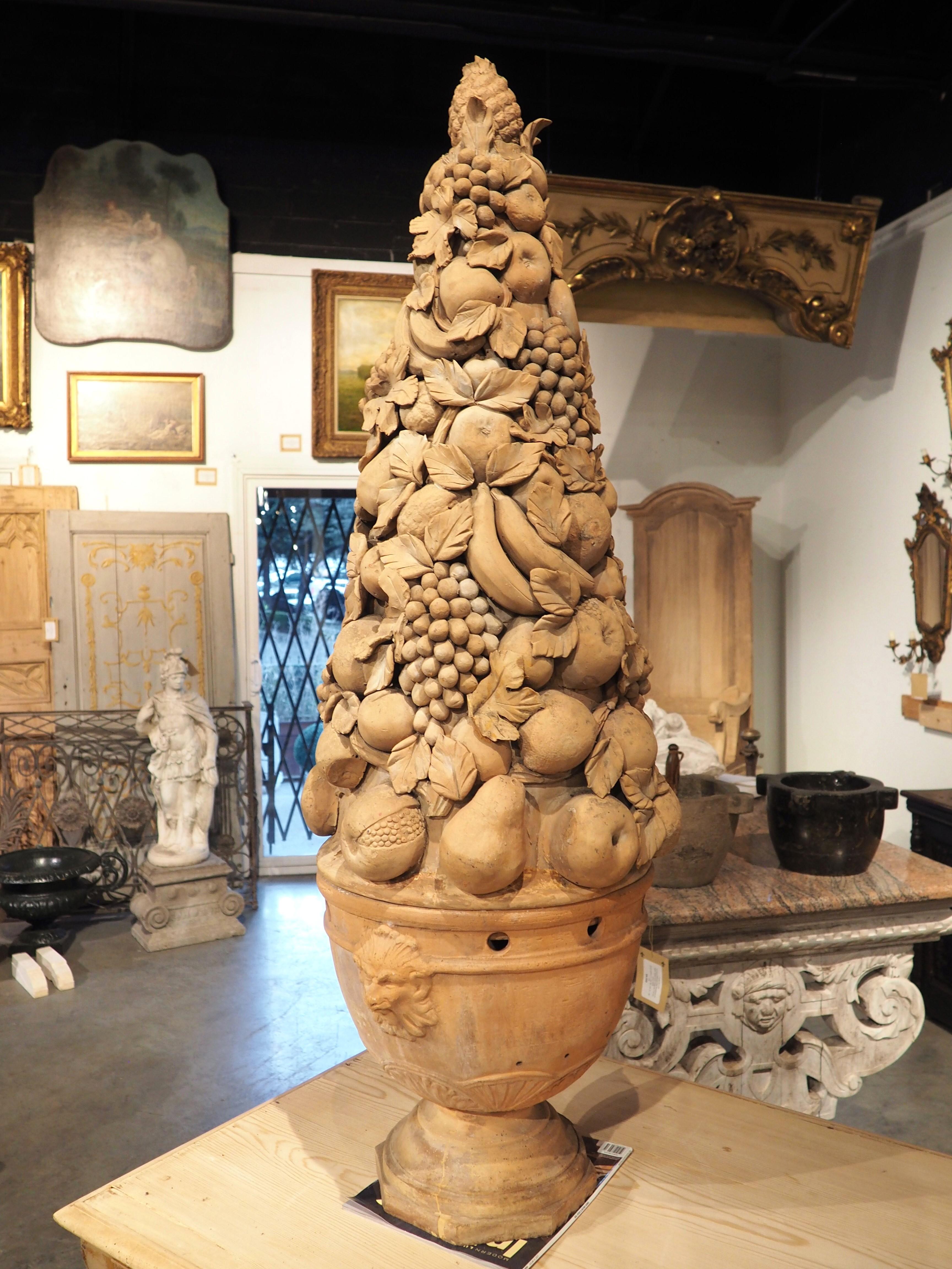 A Tall Antique French Terra Cotta Fruit Topiary, Circa 1900 3