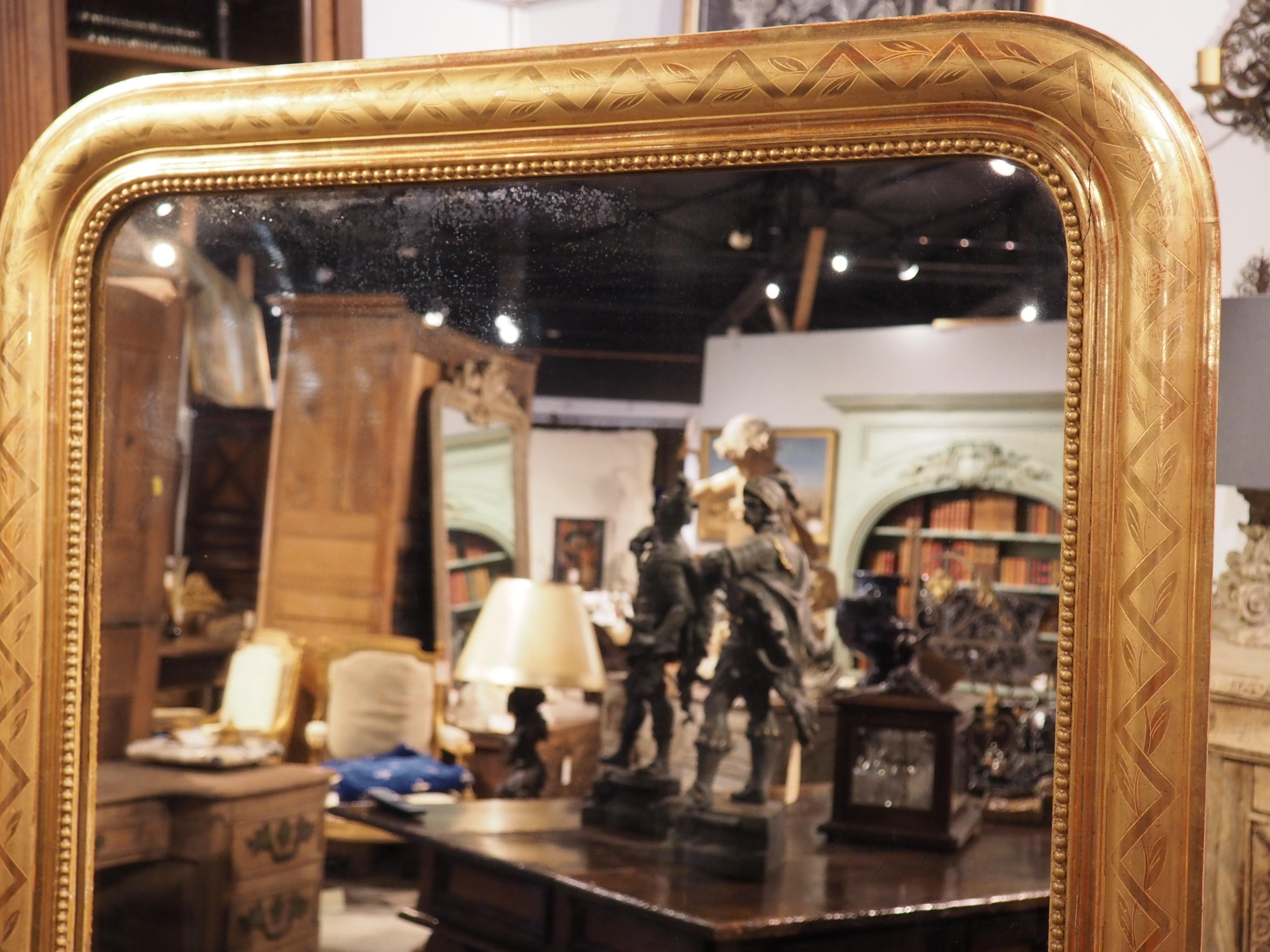 Tall Antique Gold Leaf Louis Philippe Mirror from France, 19th Century For Sale 1