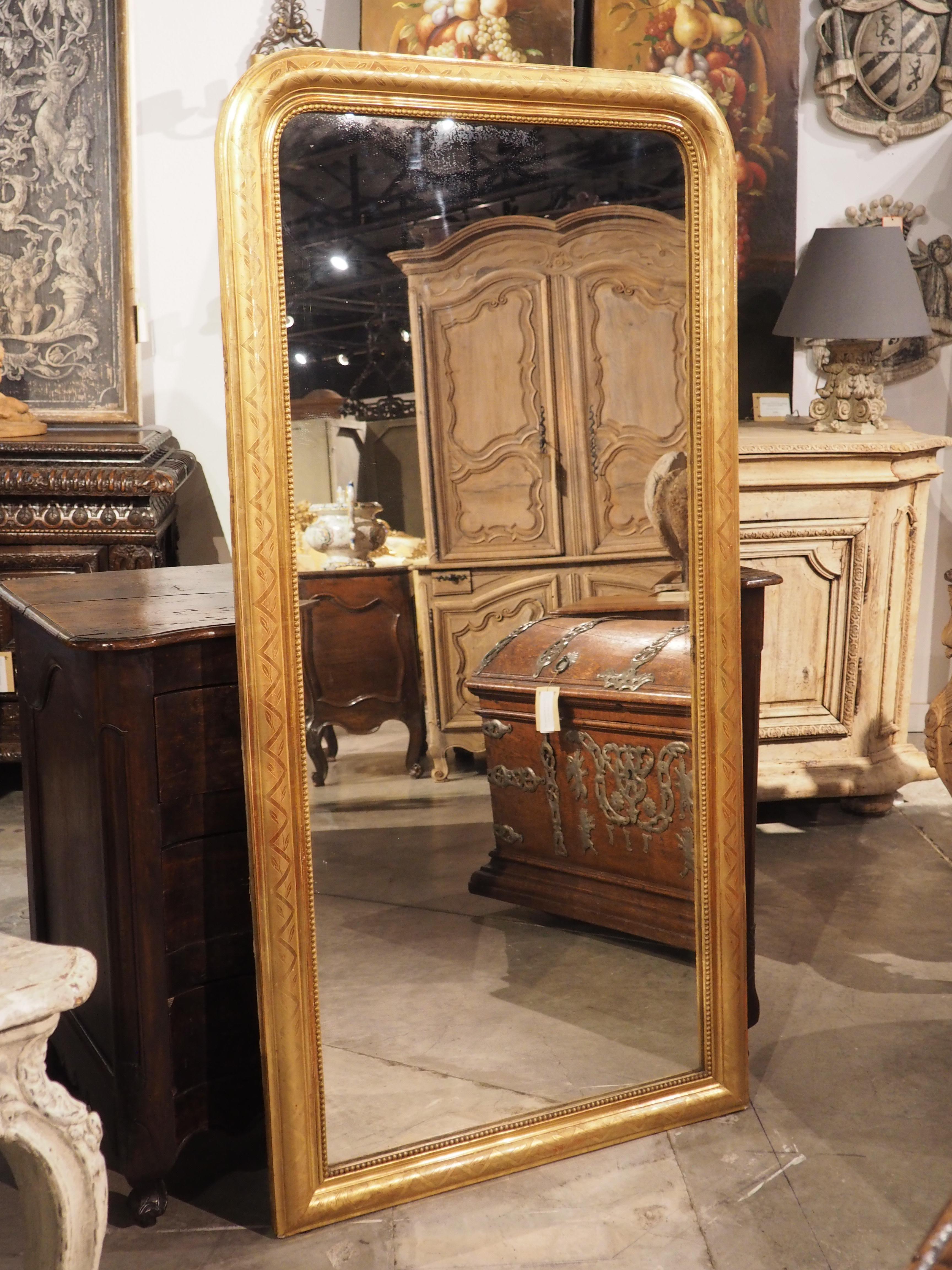 Tall Antique Gold Leaf Louis Philippe Mirror from France, 19th Century For Sale 5