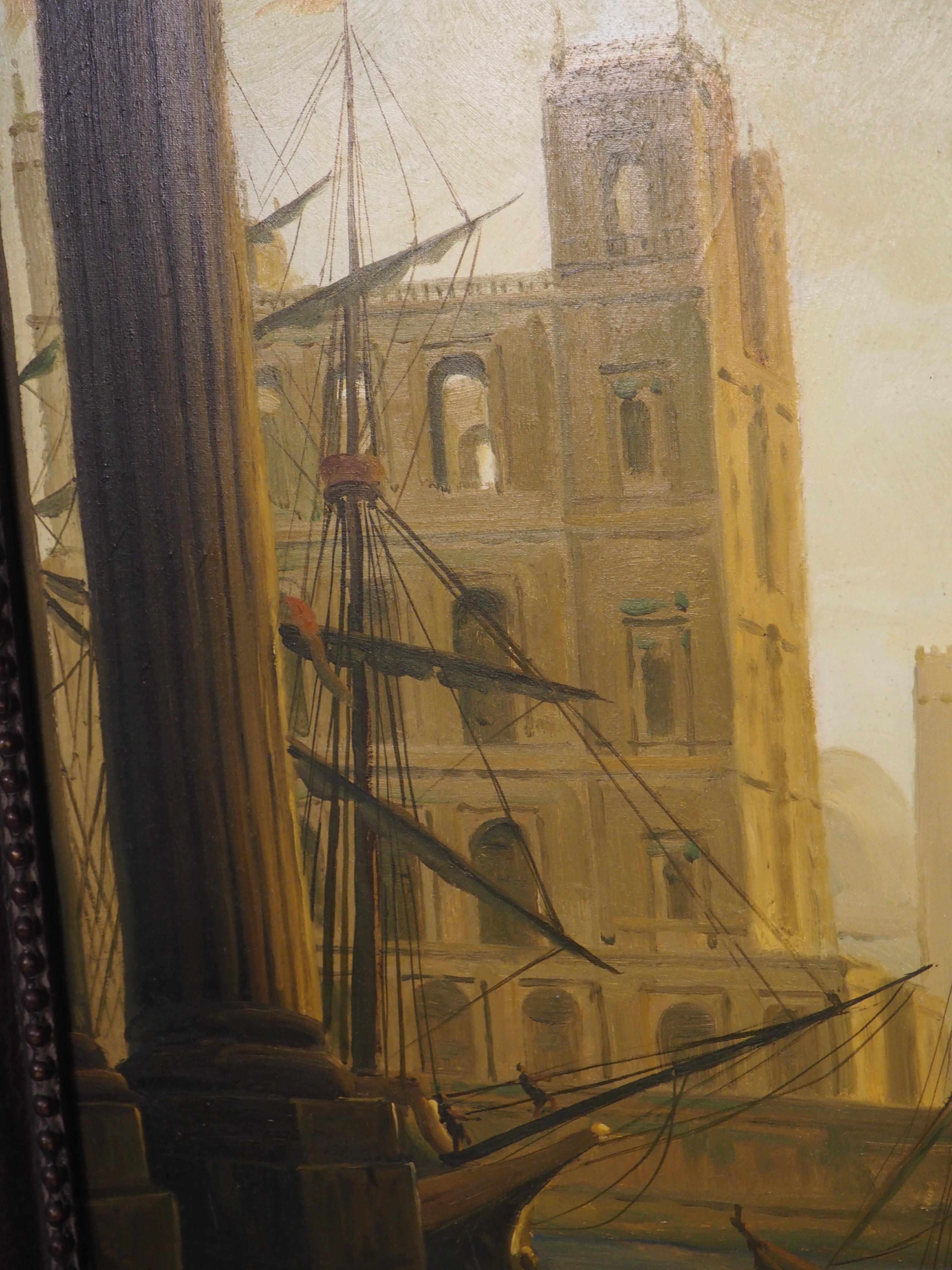 Ein großes antikes italienisches Öl auf Leinwand, Einschiffung in Ostia, um 1890, H-90 3/8 in im Angebot 6
