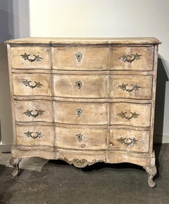 A Tall Antique Swedish 4-Drawer Commode in Scraped Pine, Circa 1880