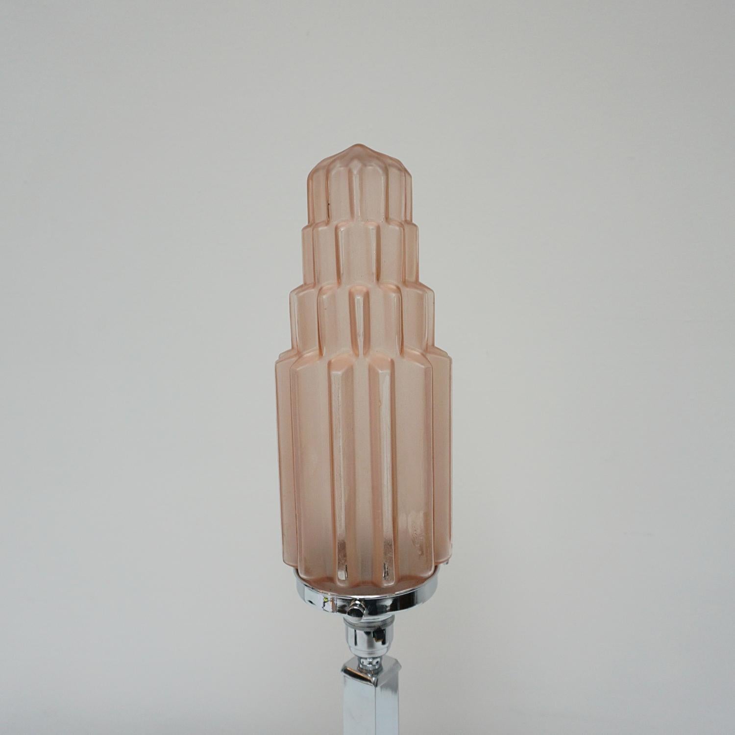 A Tall Art Deco Glass Globed Table Lamp For Sale 2