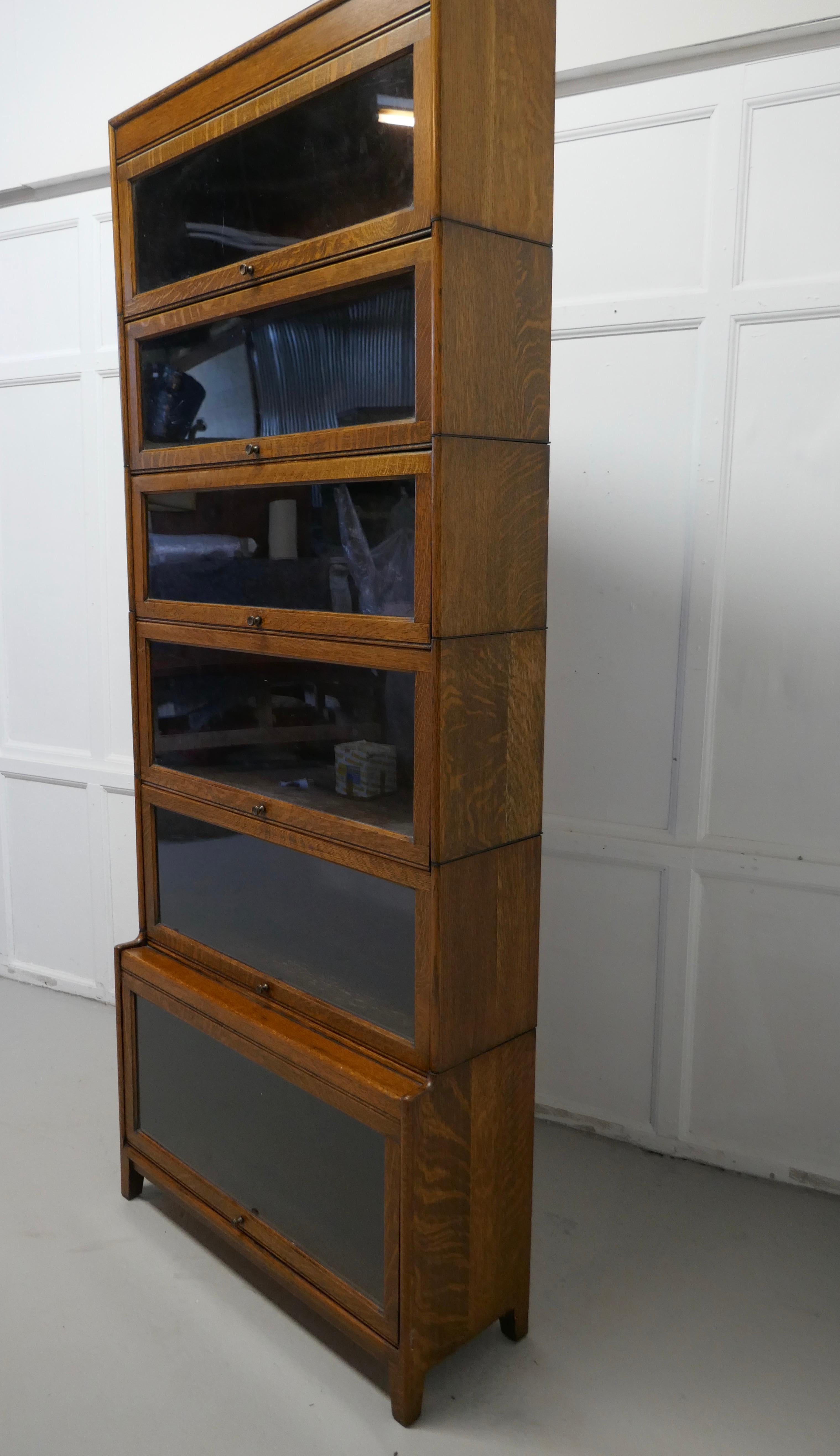 Tall Art Deco Golden Oak Barrister Waterfall Bookcase, Made by Gumm In Good Condition In Chillerton, Isle of Wight