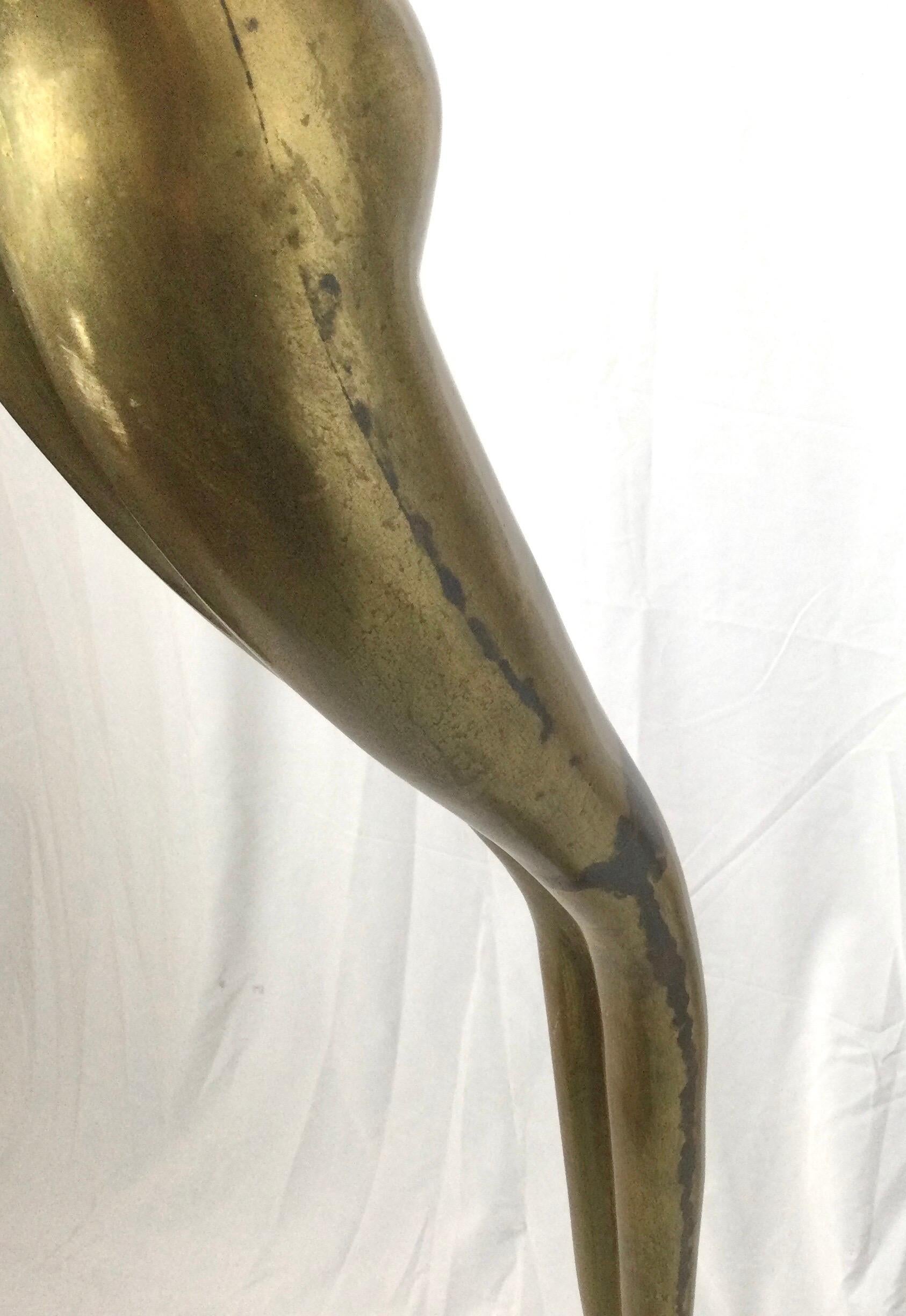 Tall Art Deco Style Midcentury Brass Sculpture of a Wolman 7