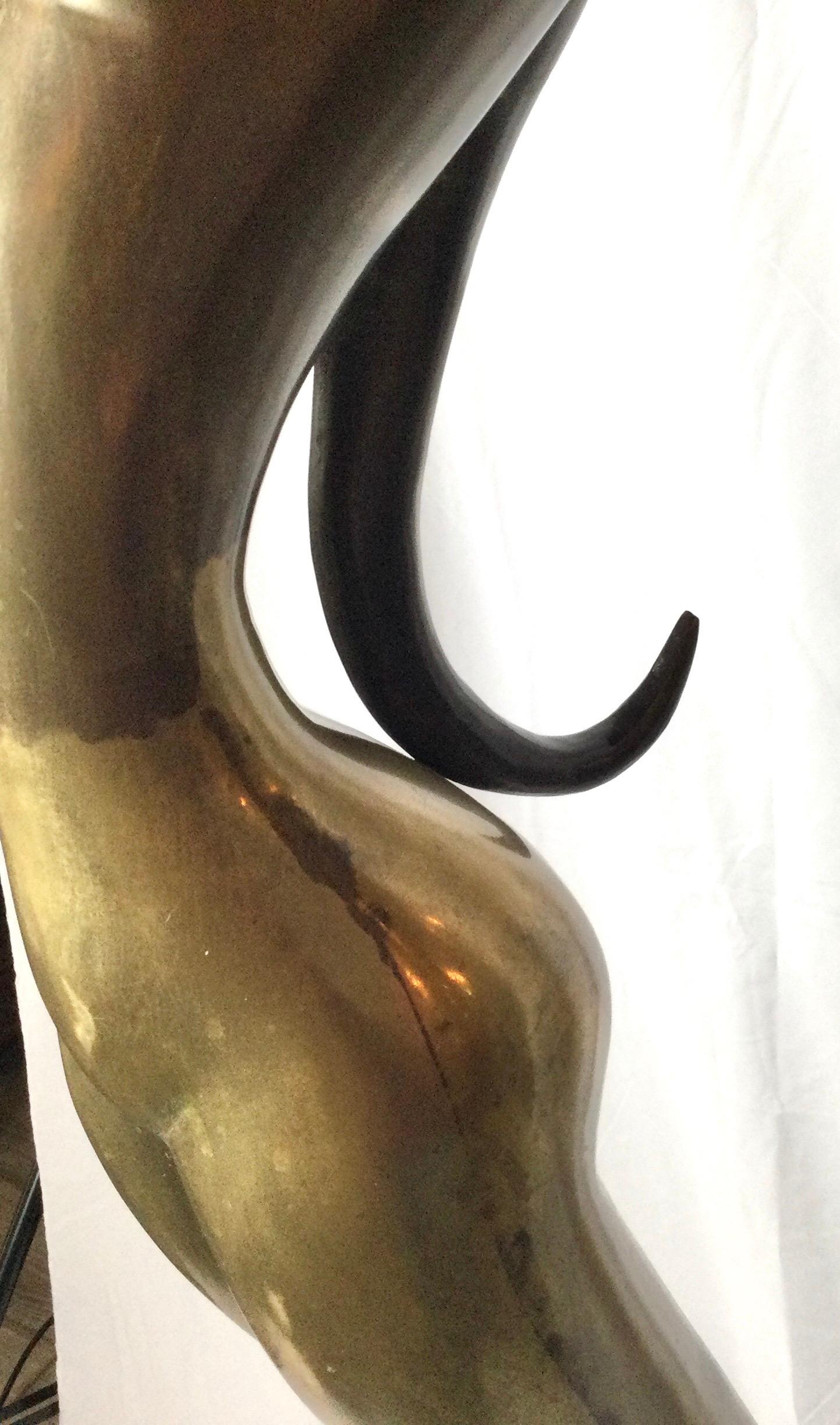 Tall Art Deco Style Midcentury Brass Sculpture of a Wolman 10