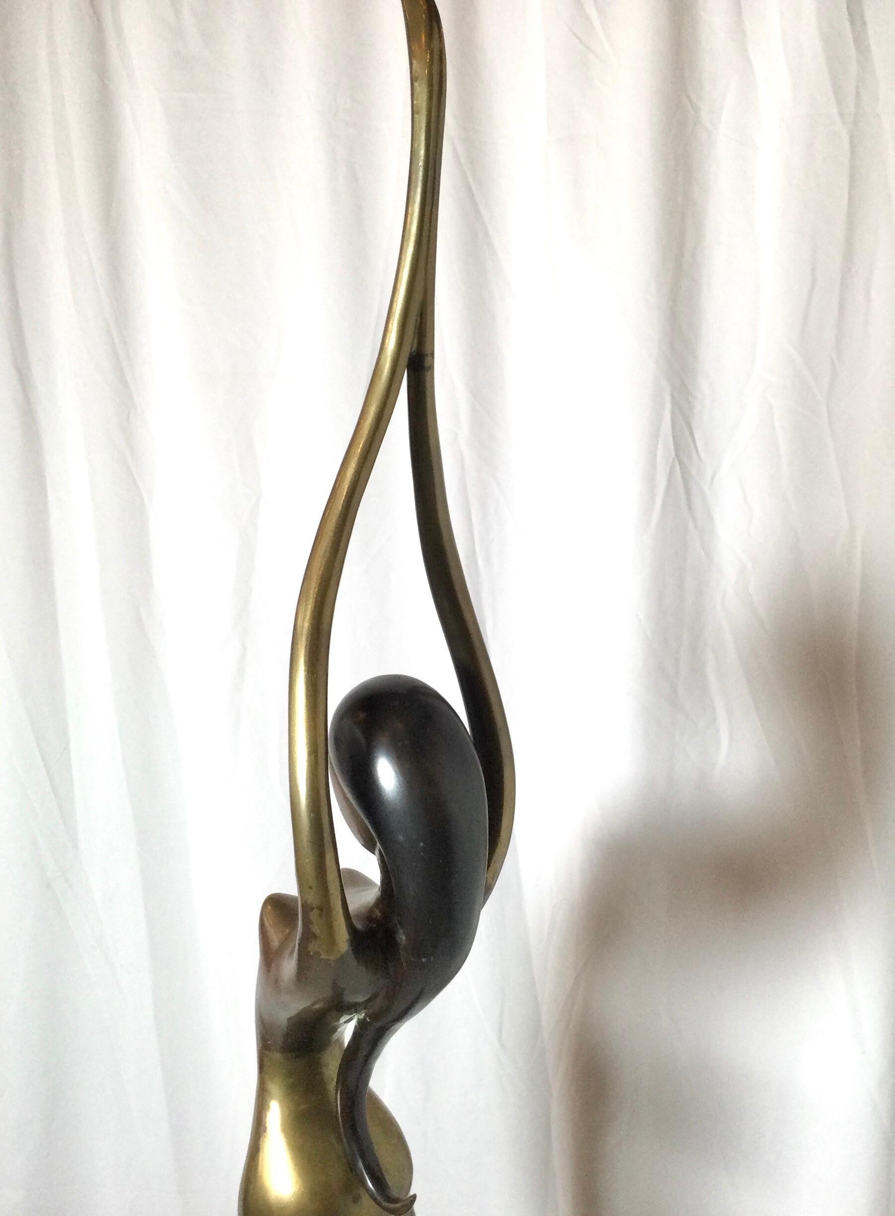 Tall Art Deco Style Midcentury Brass Sculpture of a Wolman 4