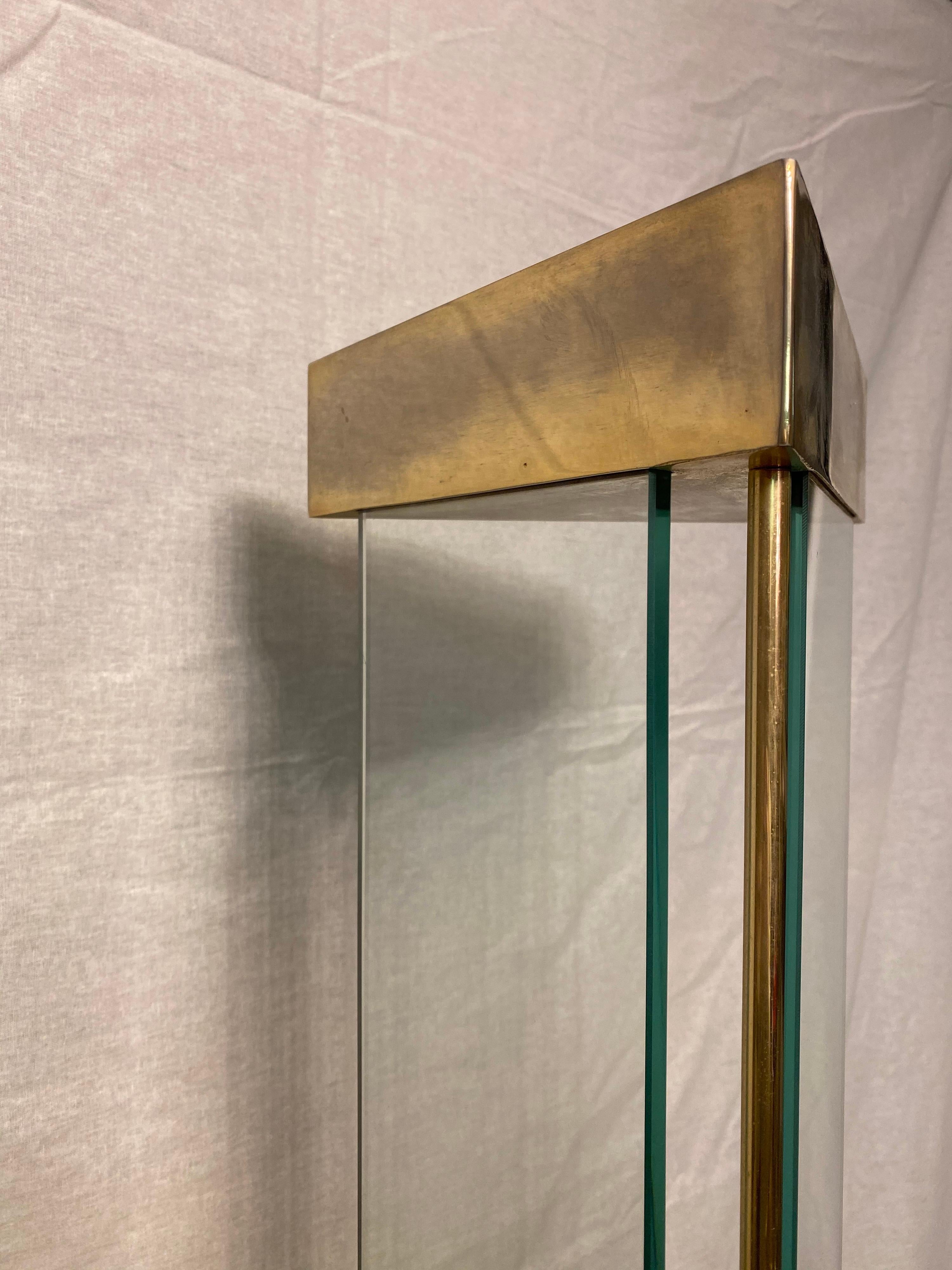 20th Century Tall Brass and Glass 1970s Uplighter Floor Lamp For Sale