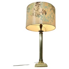 Antique A Tall Brass Corinthian Column Table Lamp with Shade