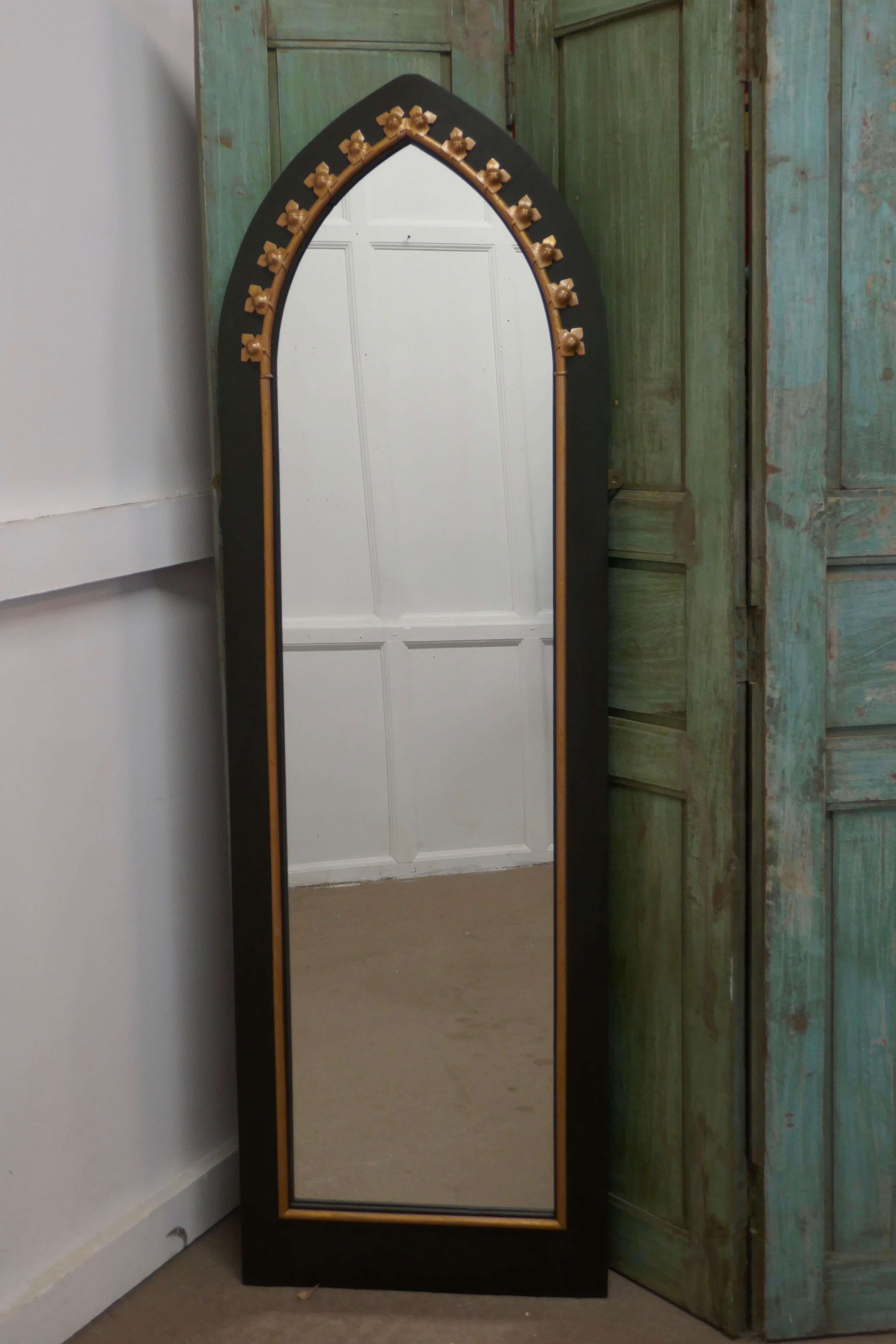 Gothic Revival Tall Console Mirror, with an Arts & Crafts Gothic Frame