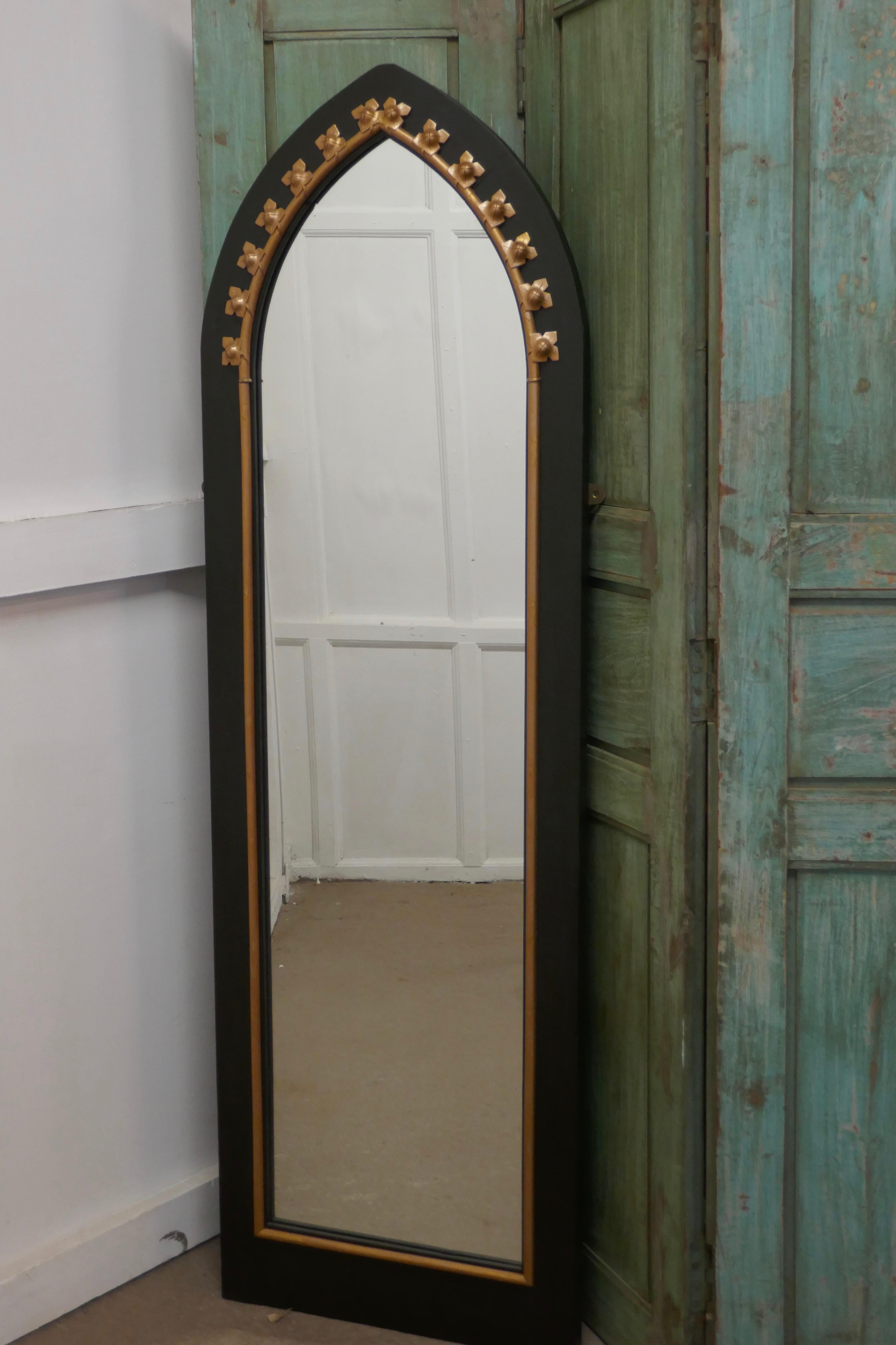 Tall Console Mirror, with an Arts & Crafts Gothic Frame In Good Condition In Chillerton, Isle of Wight