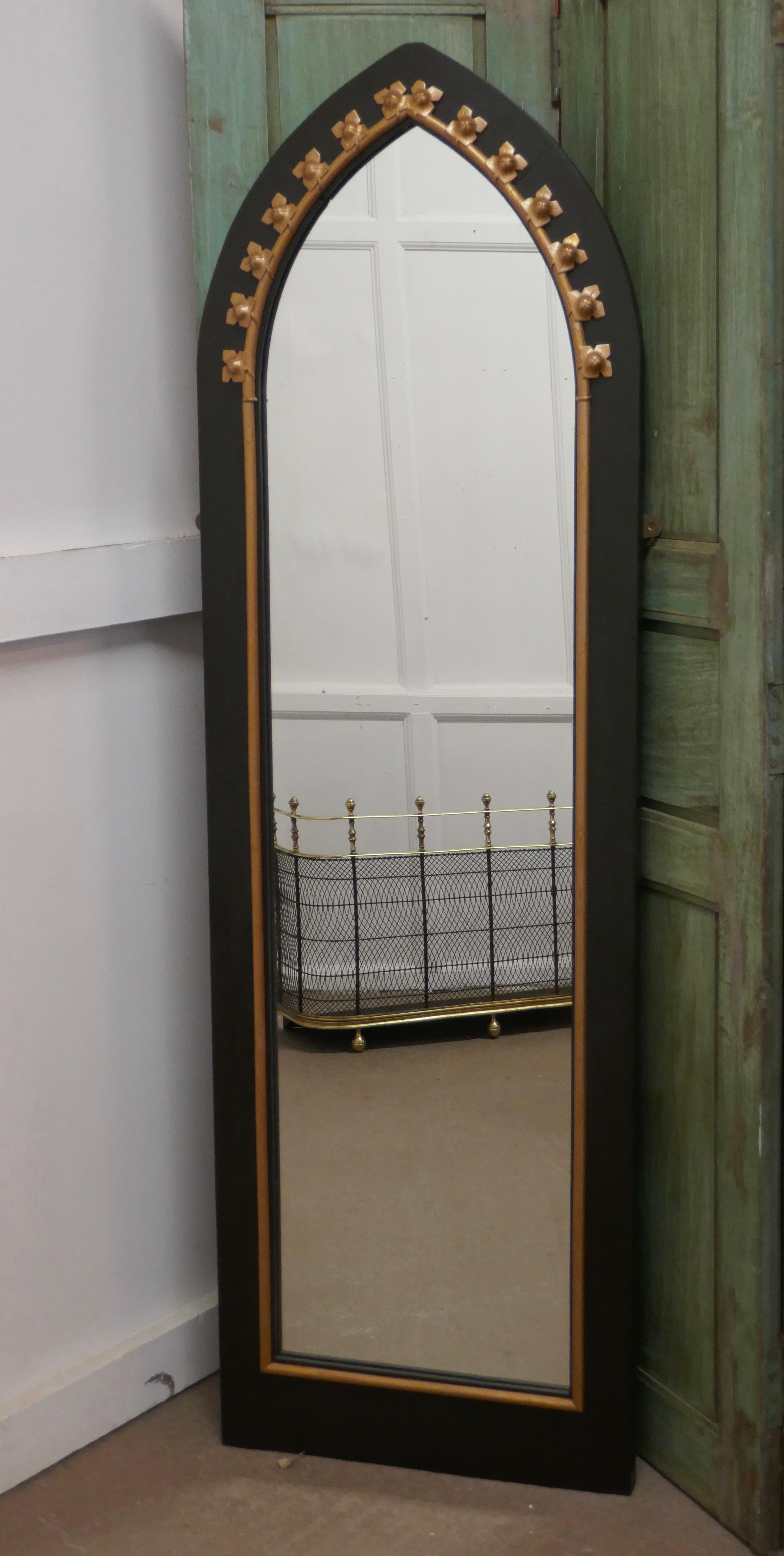 20th Century Tall Console Mirror, with an Arts & Crafts Gothic Frame