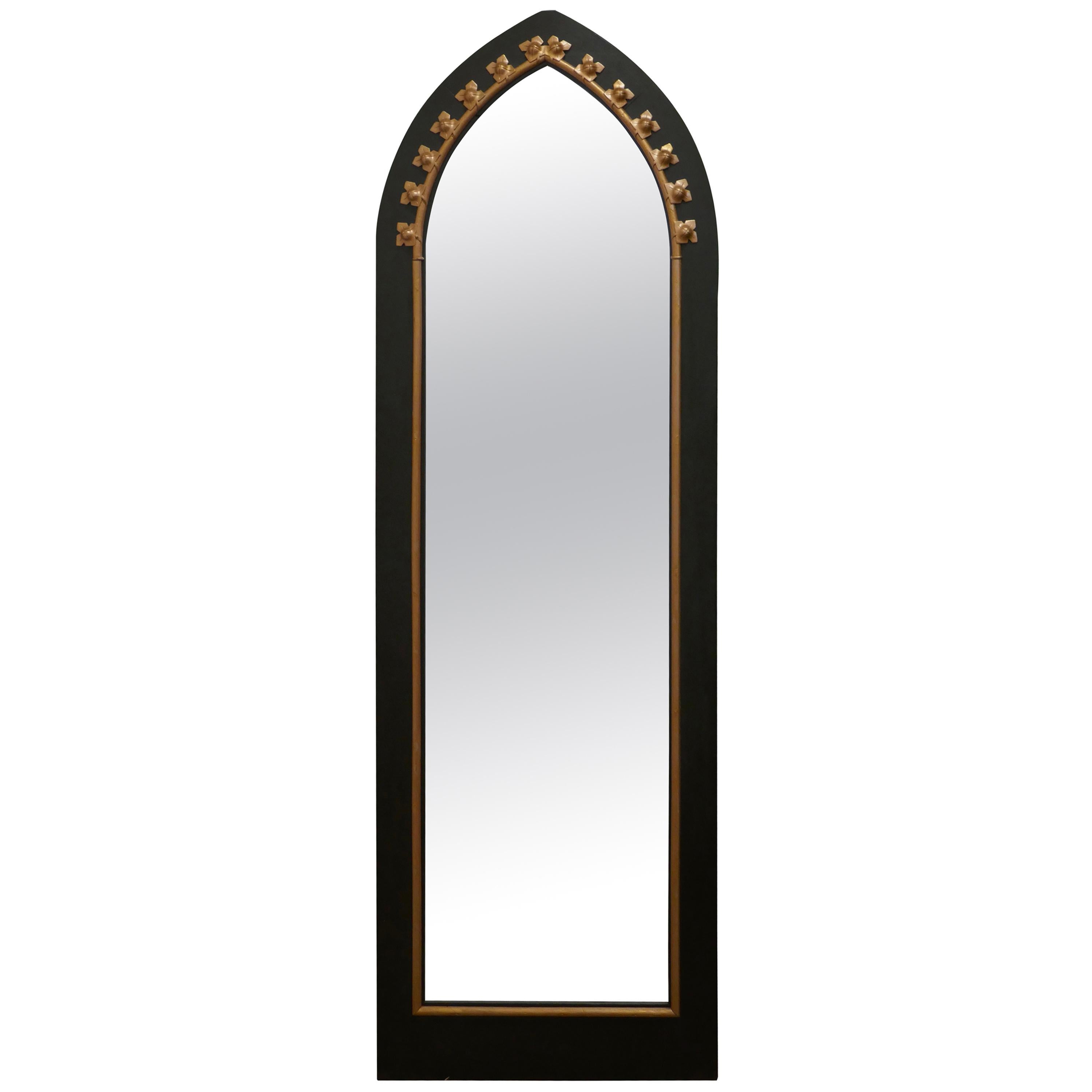 Tall Console Mirror, with an Arts & Crafts Gothic Frame