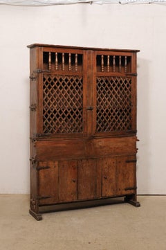 Fabulous Narrow Depth 18th Century Italian Hand-Carved Wooden Storage Cabinet