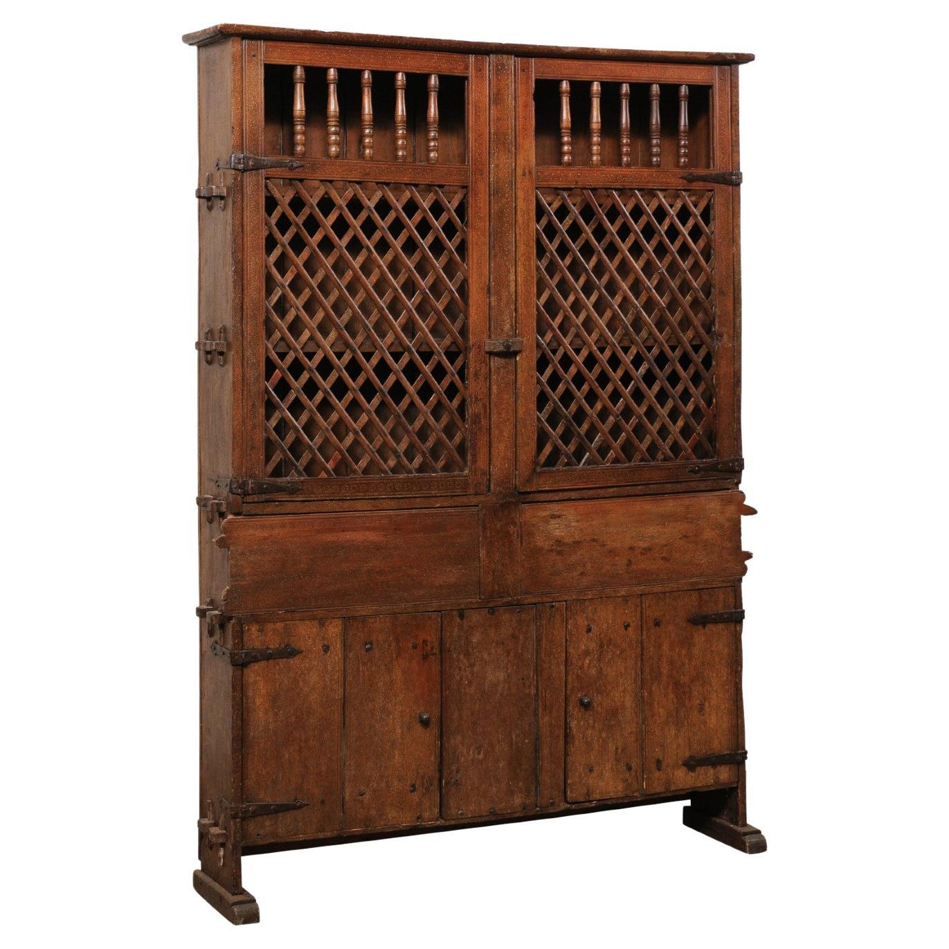 Tall Early 18th C. Italian Wooden Storage & Display Cabinet, a Fabulous Piece