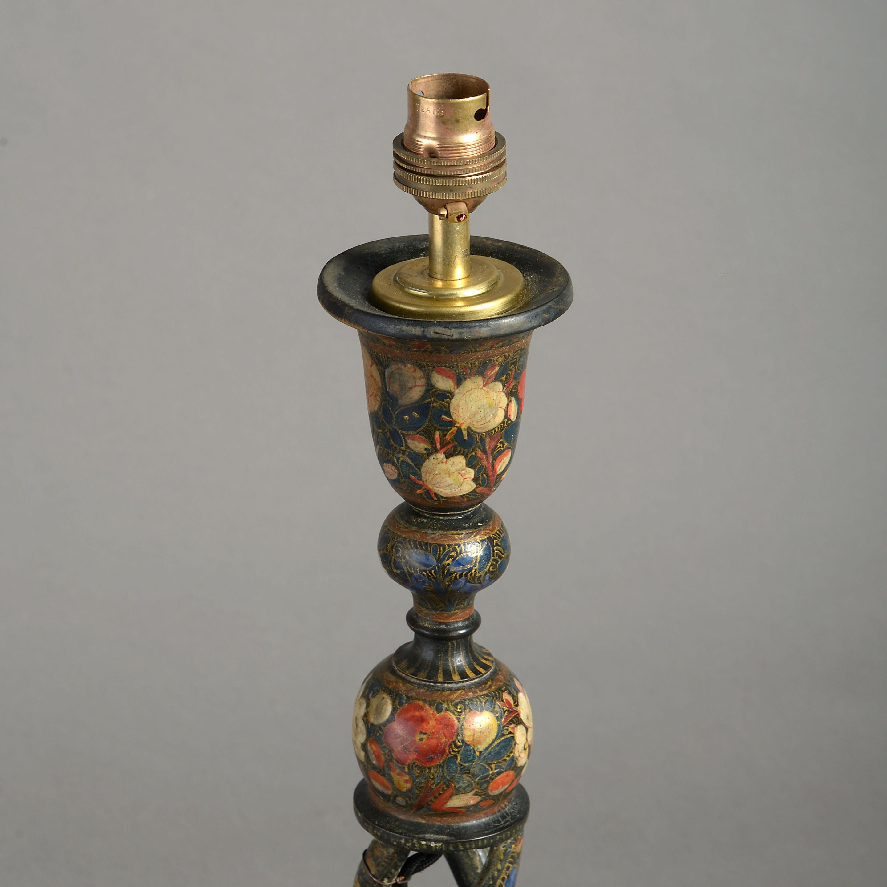 Indian Tall Early 20th Century Kashmiri Table Lamp