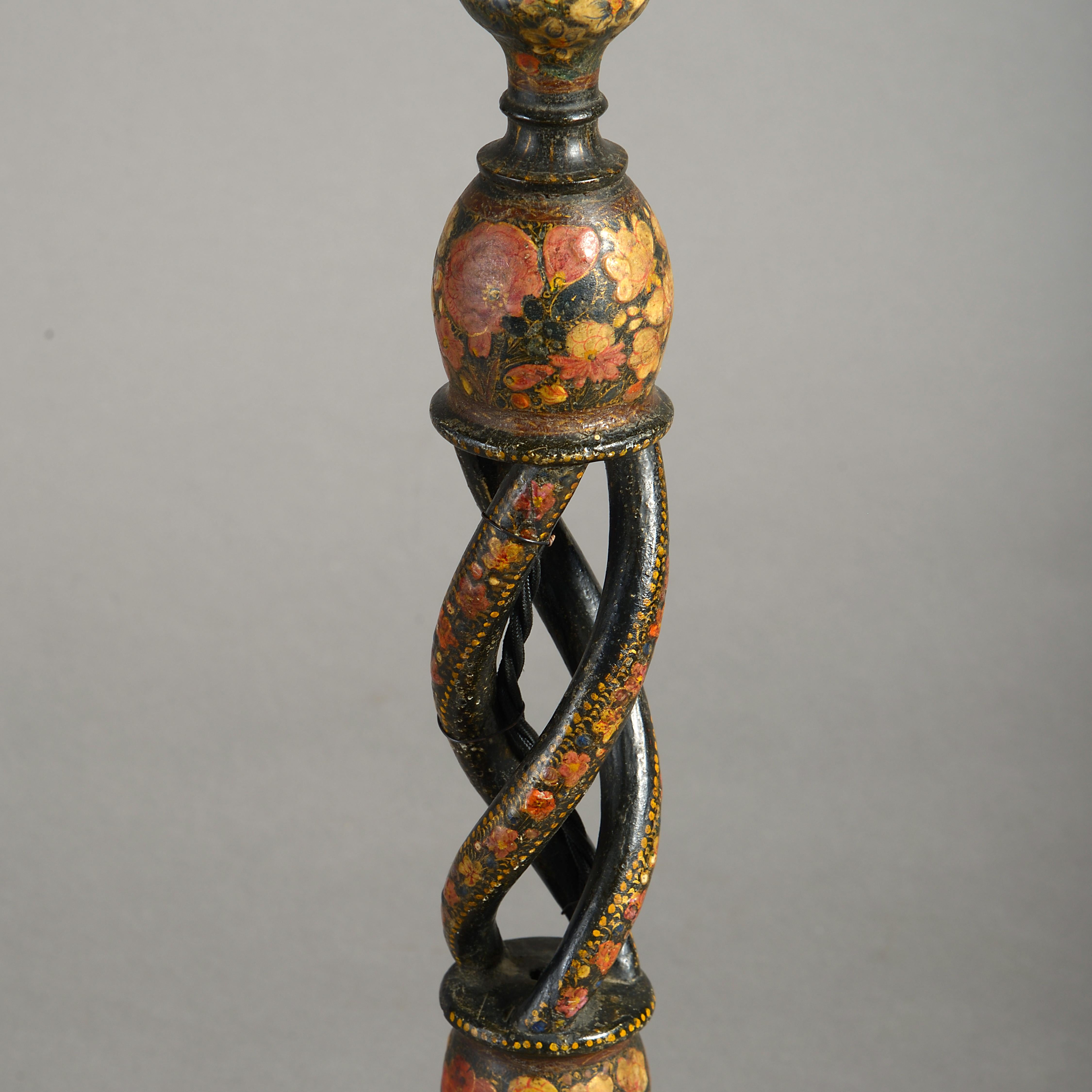 Anglo-Indian Tall Early 20th Century Kashmiri Table Lamp