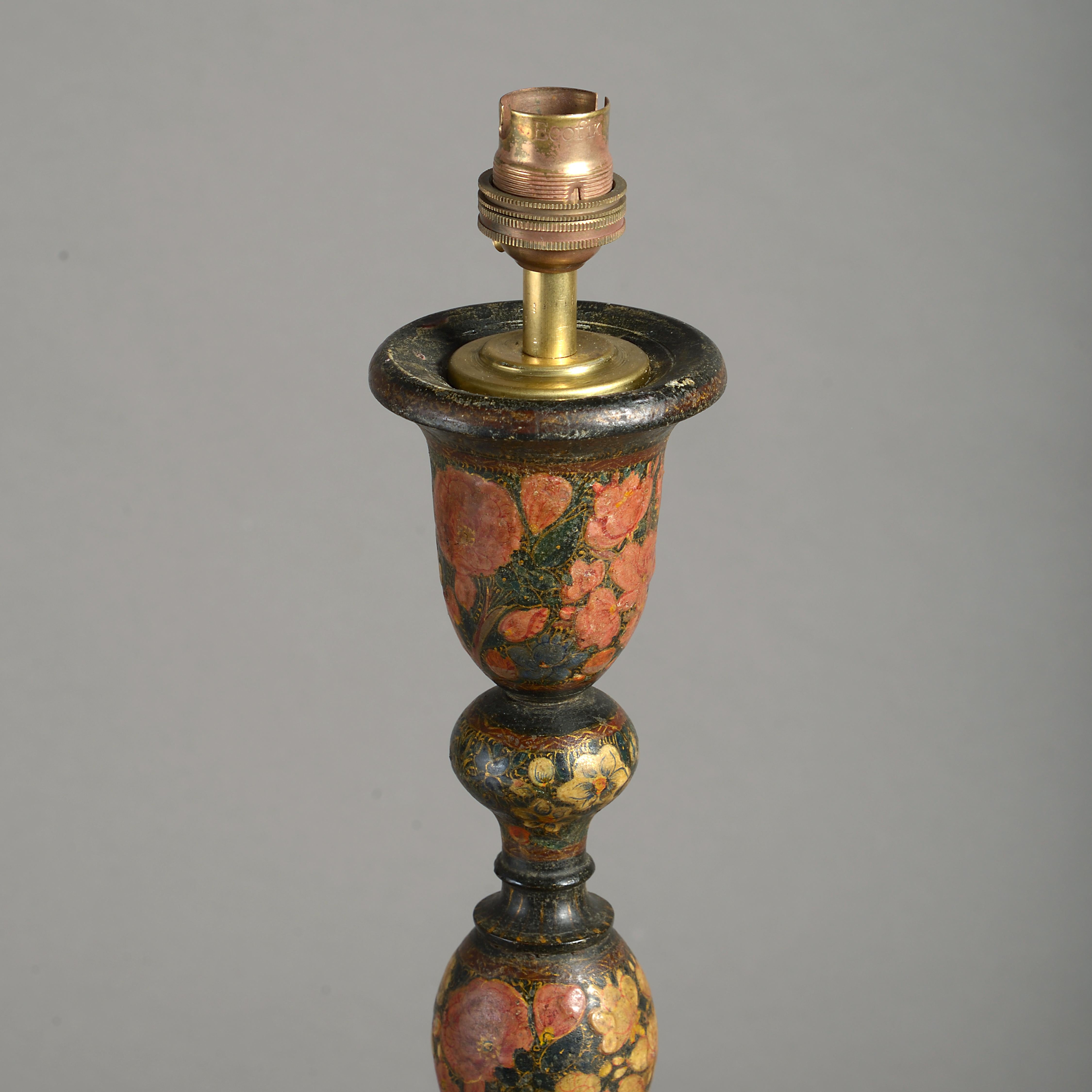 Indian Tall Early 20th Century Kashmiri Table Lamp