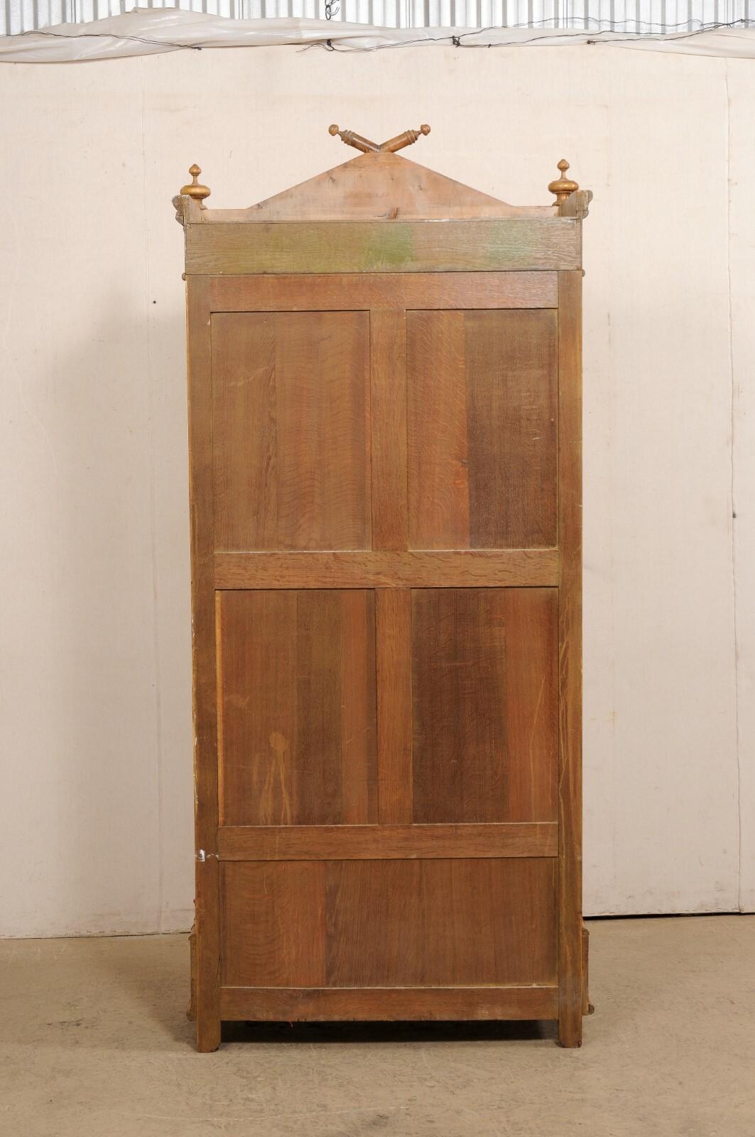 A Tall English Faux Bamboo Cabinet w/Glass Panel Door, Early 20th Century 7