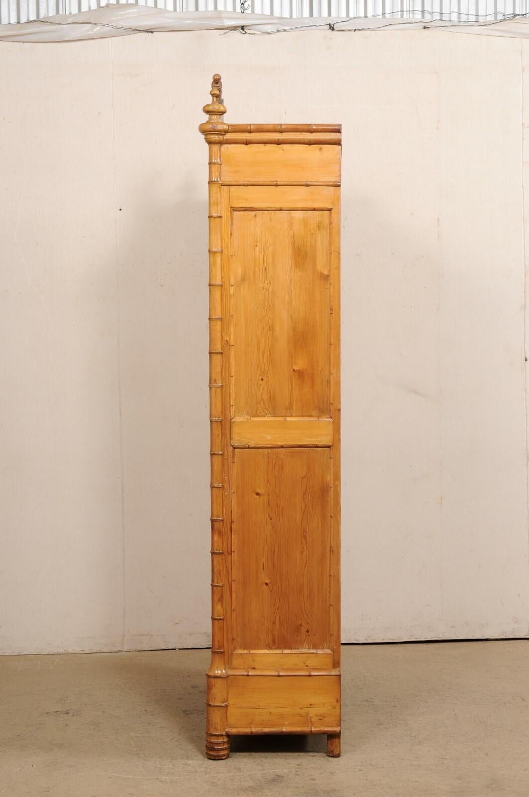 A Tall English Faux Bamboo Cabinet w/ Panel Door, Early 20th Century 4