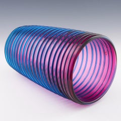 A Tall Formia Murano Sapphire Blue Trail Over Amethyst Vase, 2008