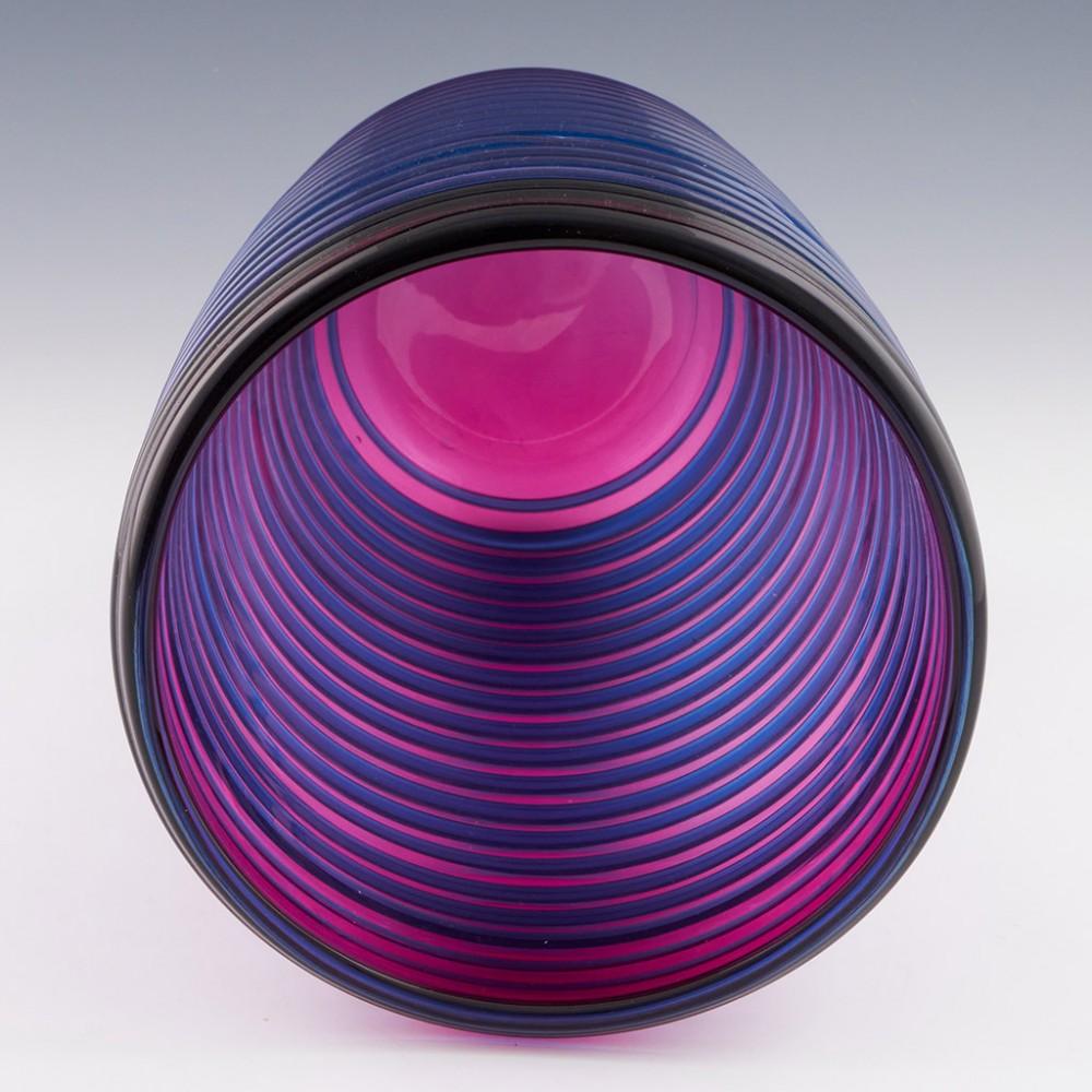 Contemporary A Tall Formia Murano Sapphire Blue Trail Over Amethyst Vase, 2008 For Sale