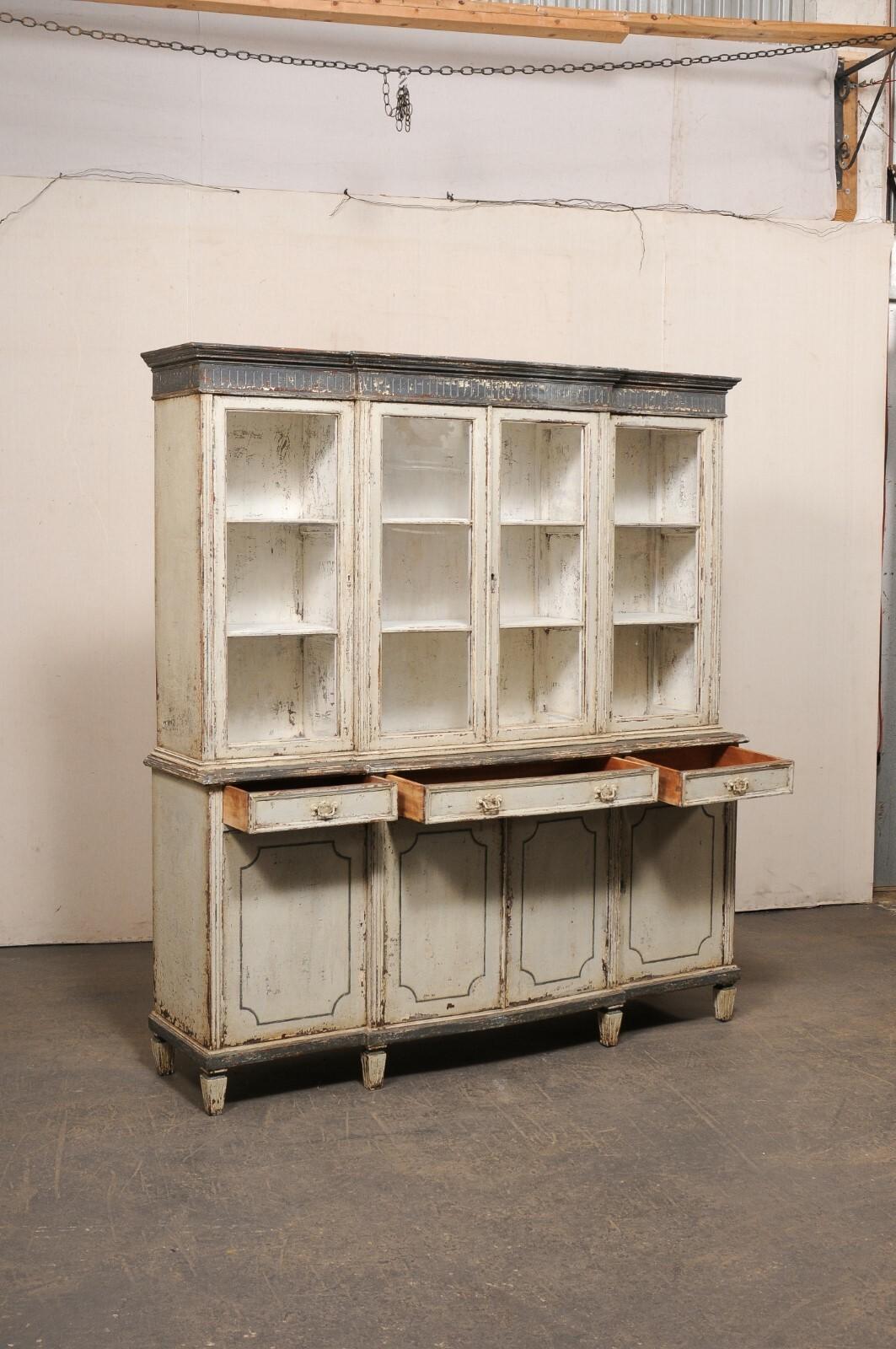 A Tall French Antique Deux Corps Cabinet In Good Condition For Sale In Atlanta, GA