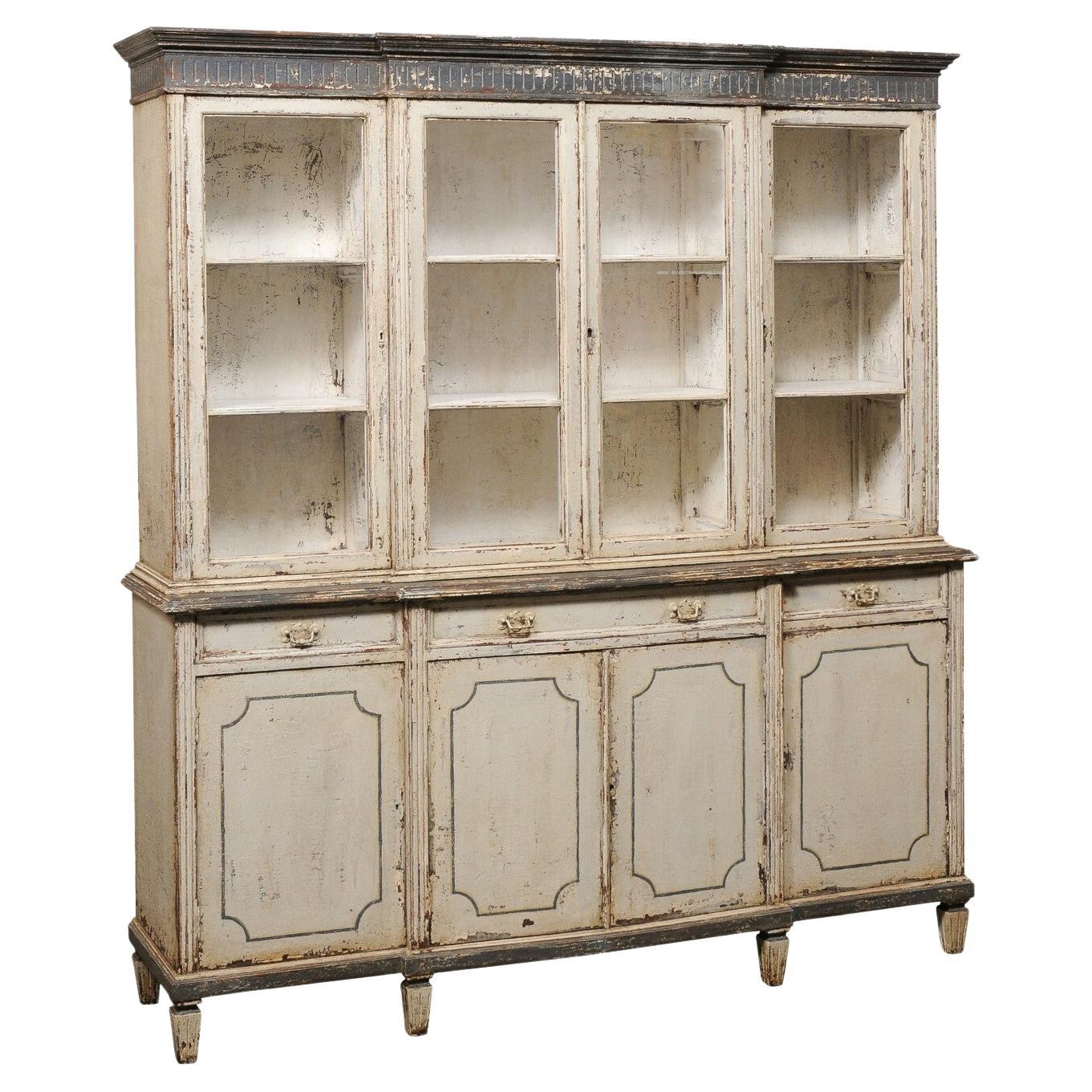 A Tall French Antique Deux Corps Cabinet For Sale