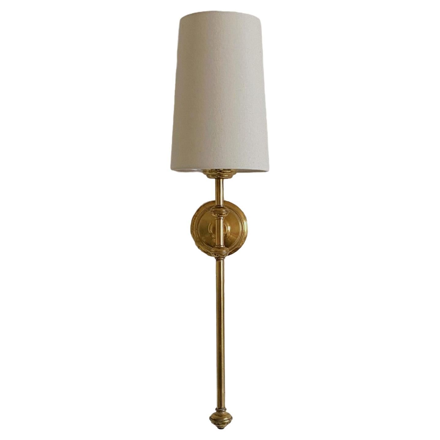 A tall French Maison Jansen Style Brass Wall Sconce, Wall Light, 1950s For Sale