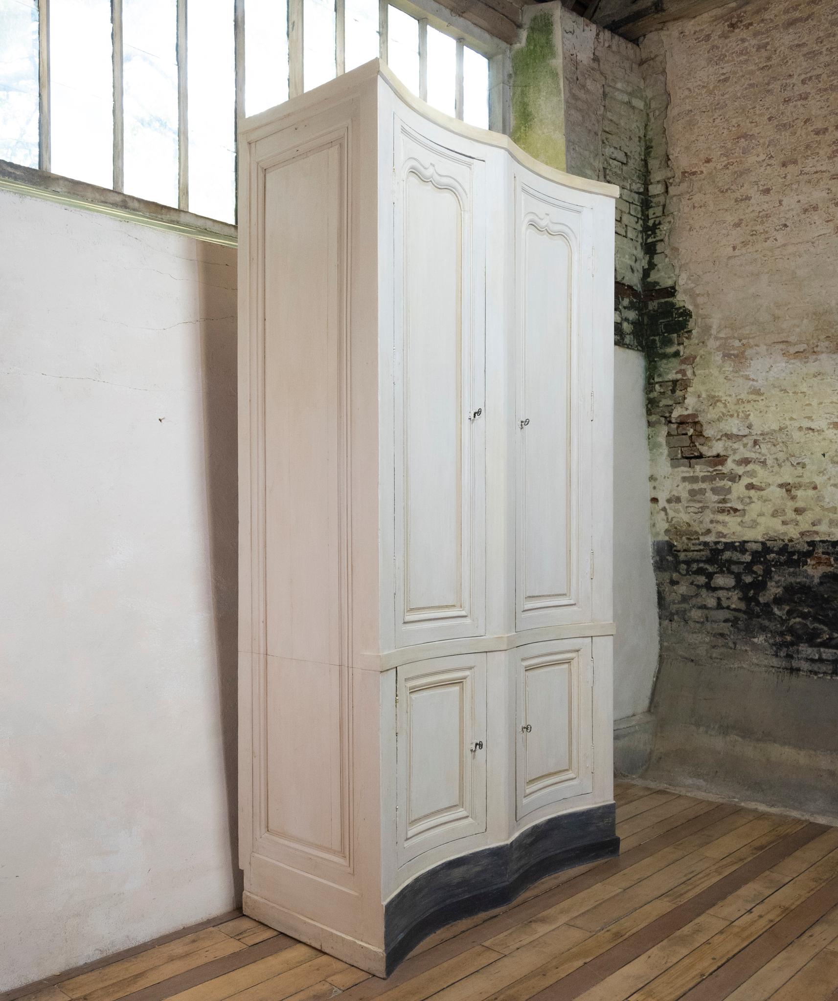 Tall French 19th Century serpentine painted Cupboard / Armoire For Sale 9