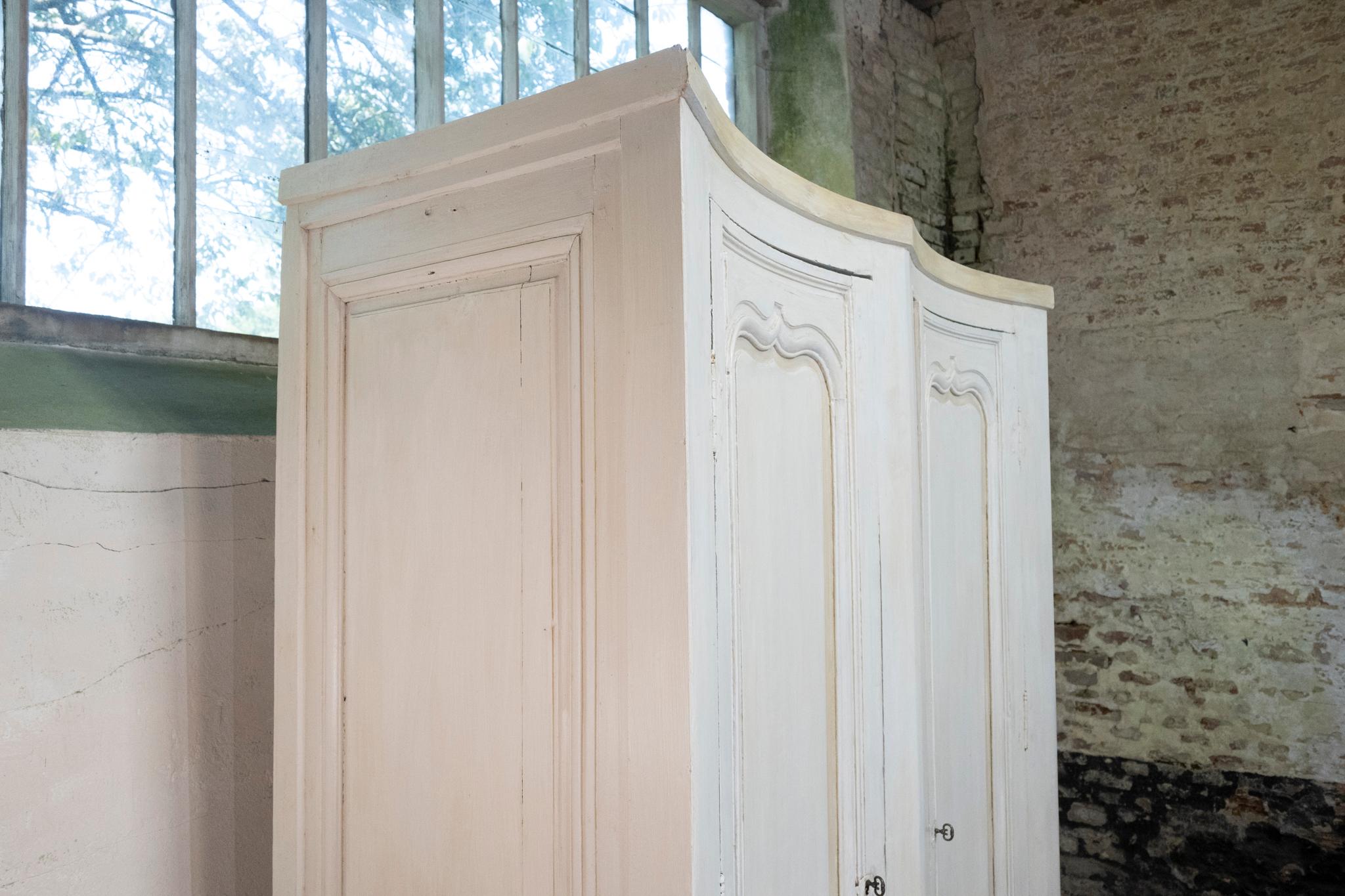 Tall French 19th Century serpentine painted Cupboard / Armoire For Sale 13