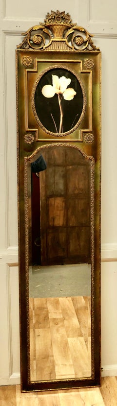 Tall French Patinated Gilt Trumeau Mirror