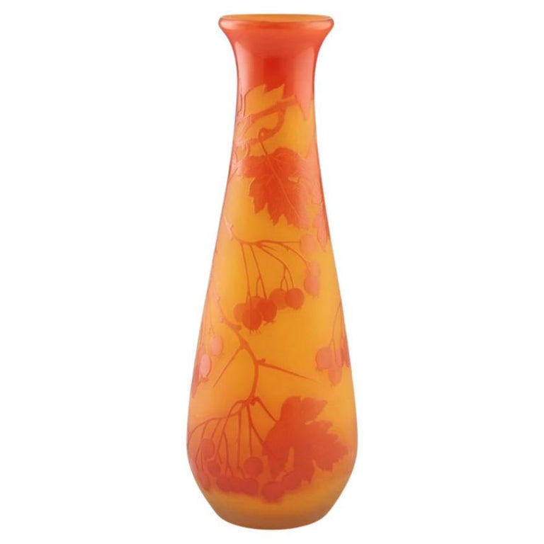 Tall Galle Cameo Glass Vase, c1910 For Sale at 1stDibs