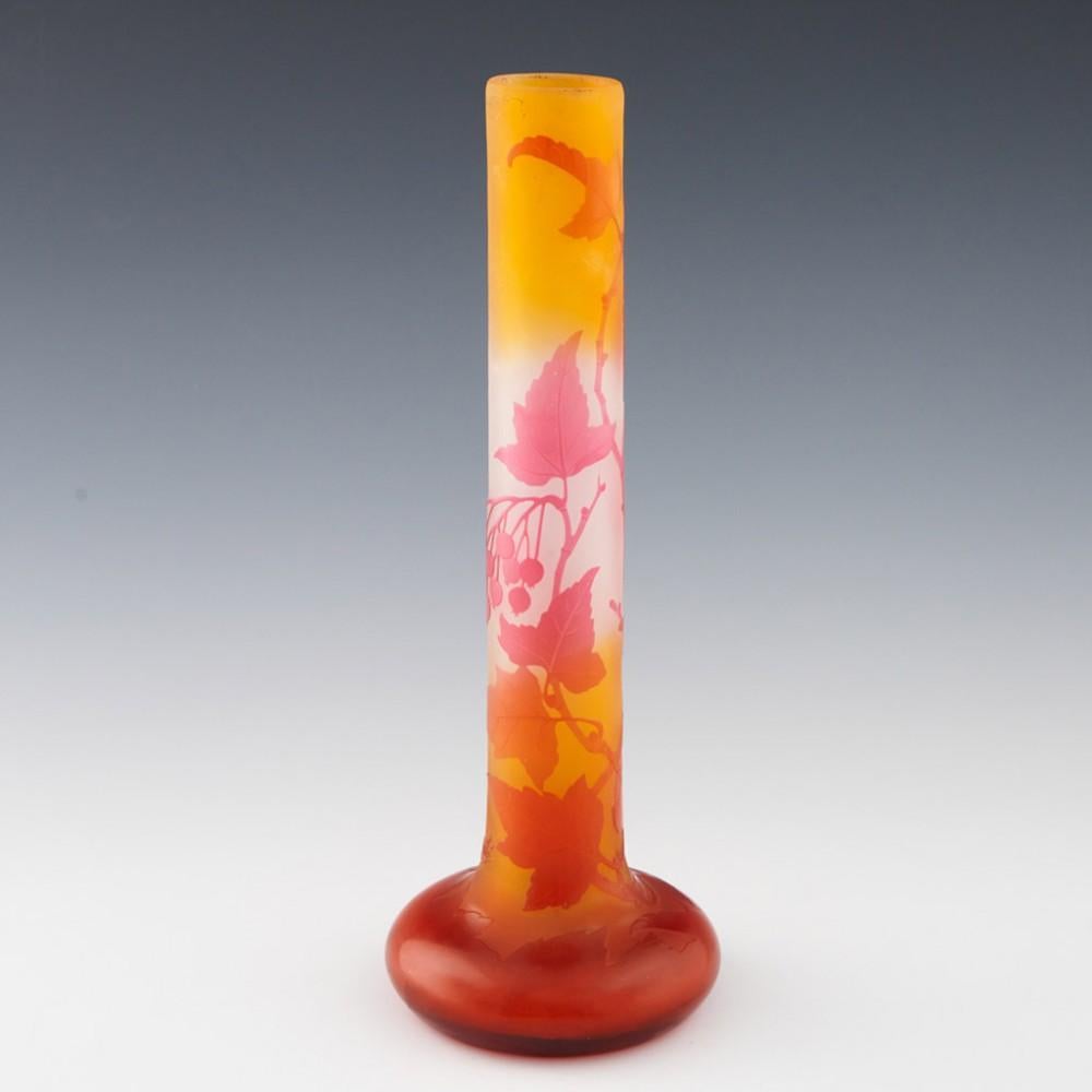 French A Tall Galle Four Colour Cameo Glass Vase, c1910 For Sale