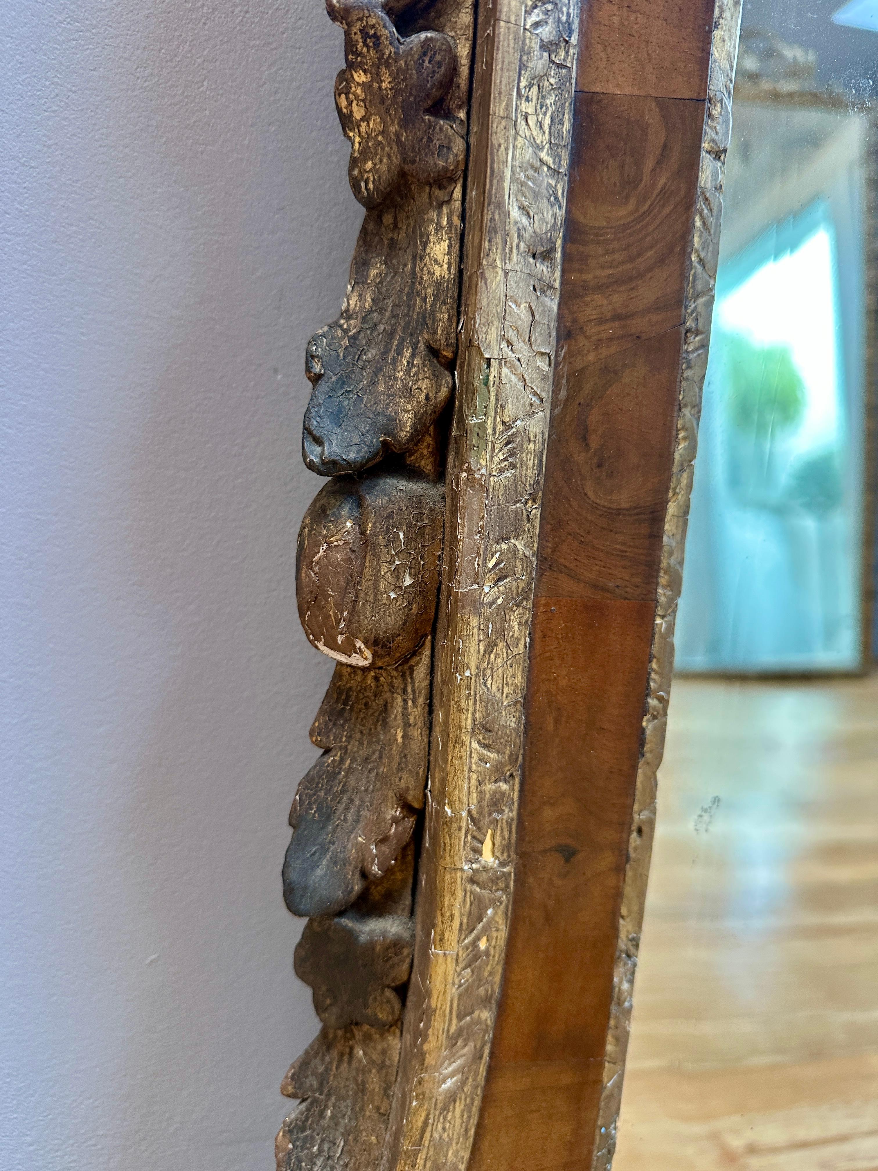 Grand miroir d'embarcadère George II en bois doré et noyer en vente 4