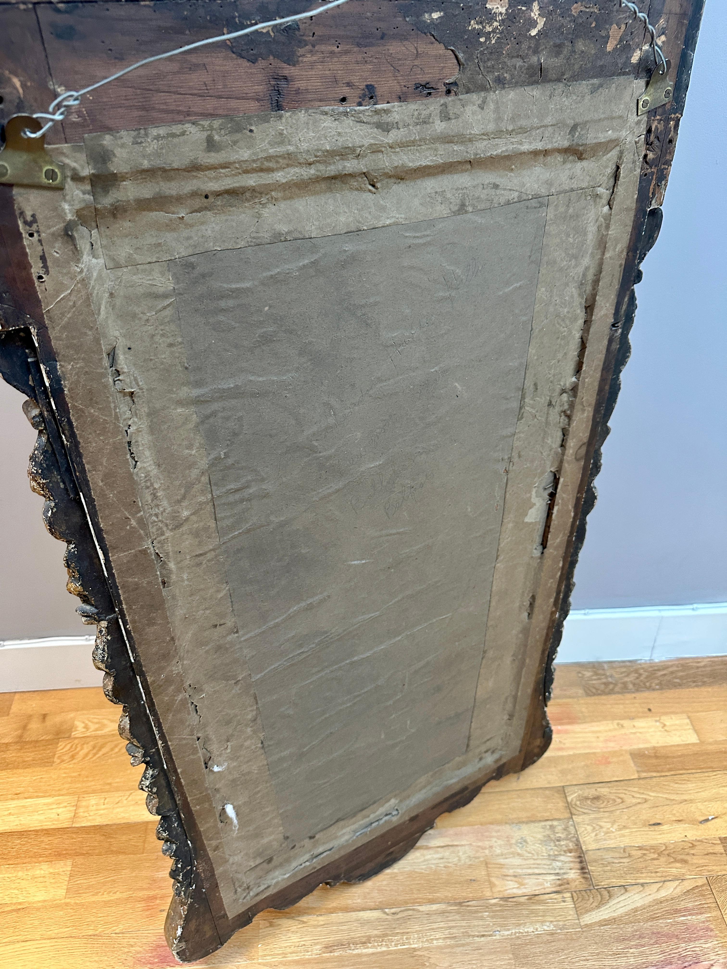 Grand miroir d'embarcadère George II en bois doré et noyer en vente 7